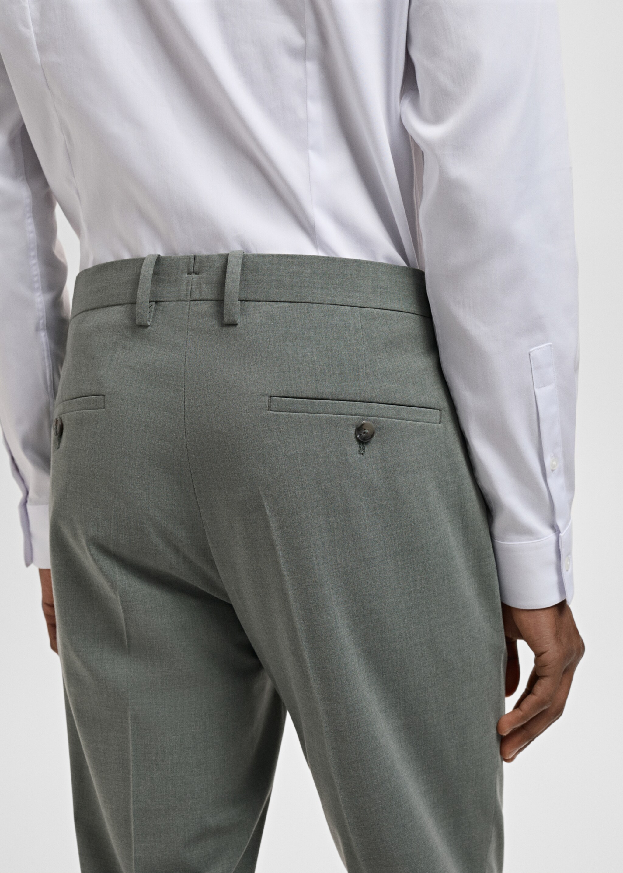 Super Slim Fit-Anzughose aus Stretchstoff - Detail des Artikels 2, Grün. Ref: 87015929-00.