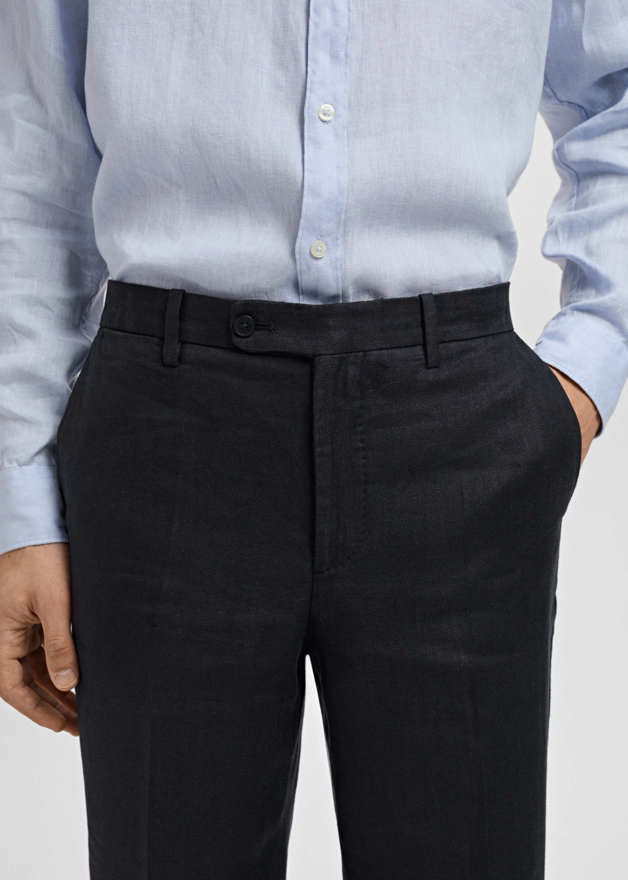 Amalfi 100% linen slim-fit suit trousers - Details of the article 1, Black. Ref: 87015932-00.