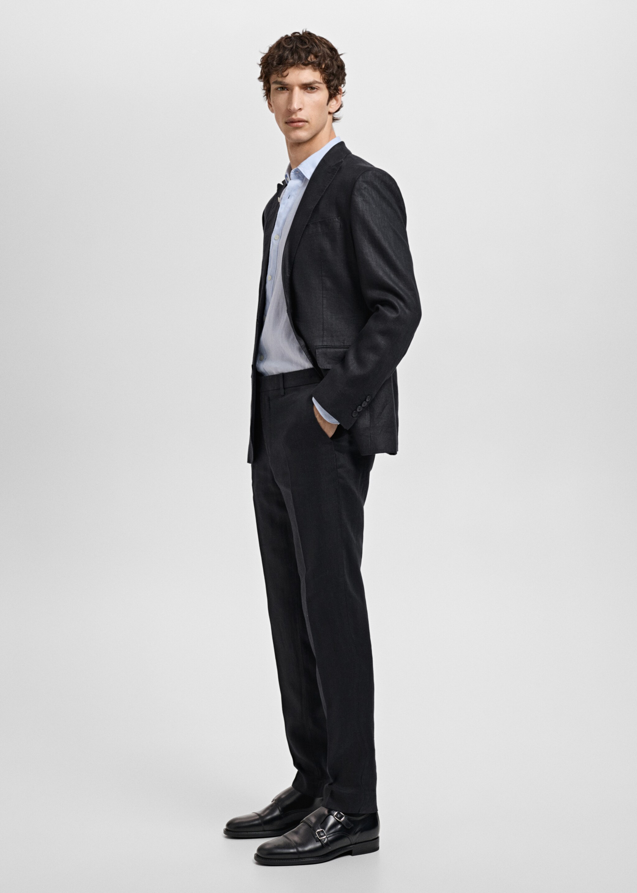 Amalfi 100% linen slim-fit suit trousers - Details of the article 2, Black. Ref: 87015932-00.