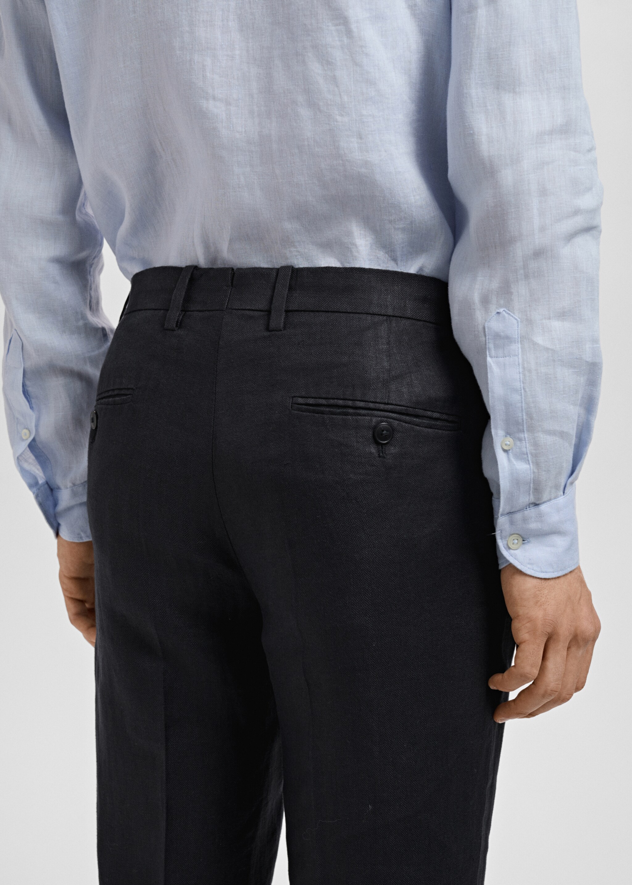 Amalfi 100% linen slim-fit suit trousers - Details of the article 6, Black. Ref: 87015932-00.