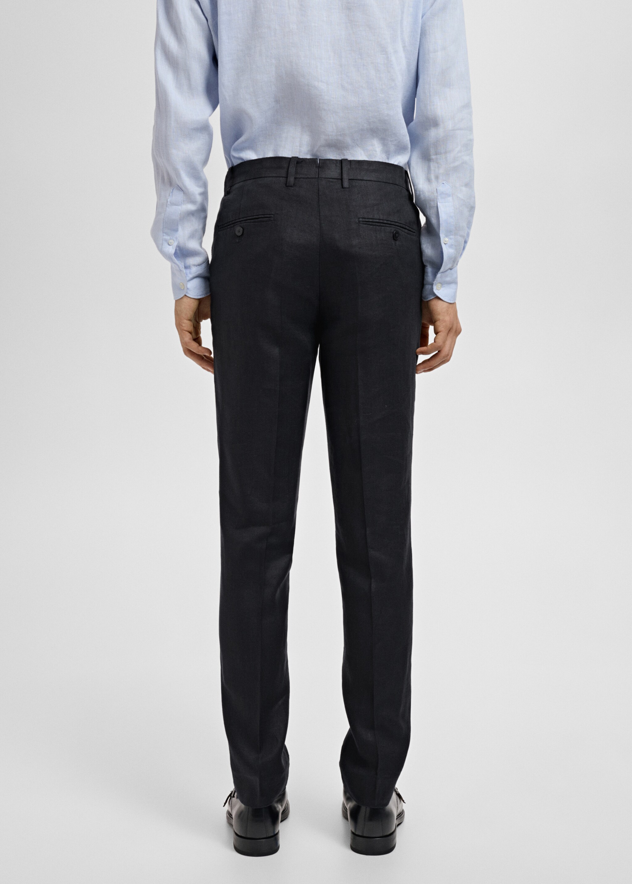 Amalfi 100% linen slim-fit suit trousers - Reverse of the article, Black. Ref: 87015932-00.