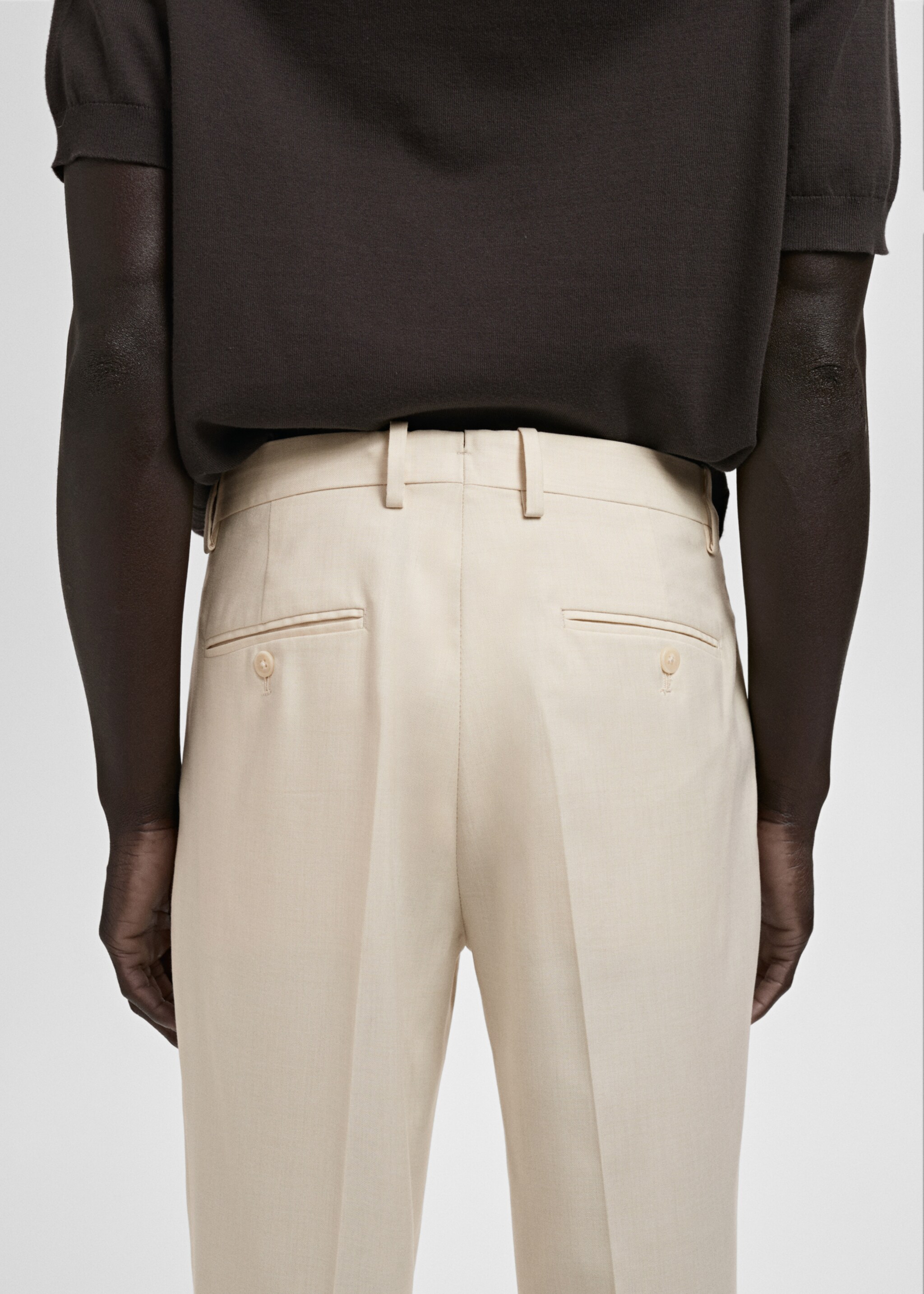 Milan slim-fit suit trousers - Details of the article 6, Ecru. Ref: 87015933-00.