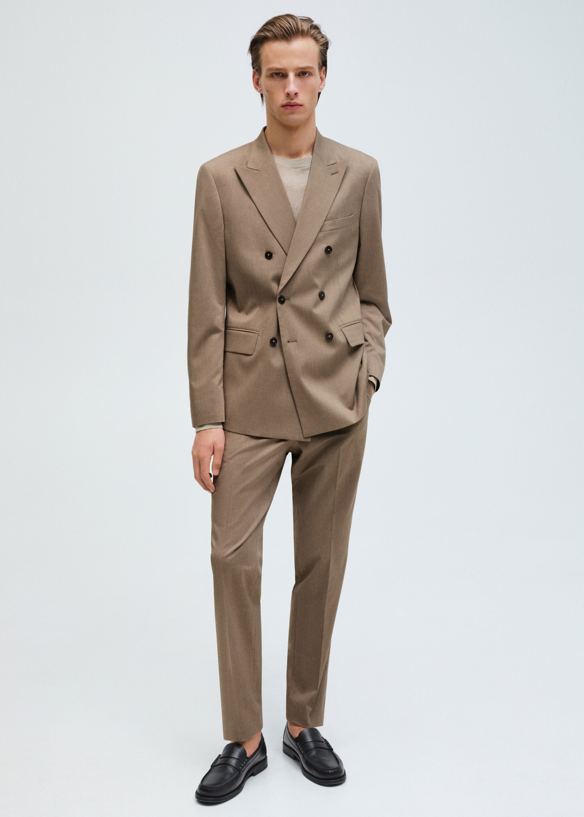 Slim-Fit-Anzughose Mónaco - Detail des Artikels 5, Mittelbraun. Ref: 87015936-00.