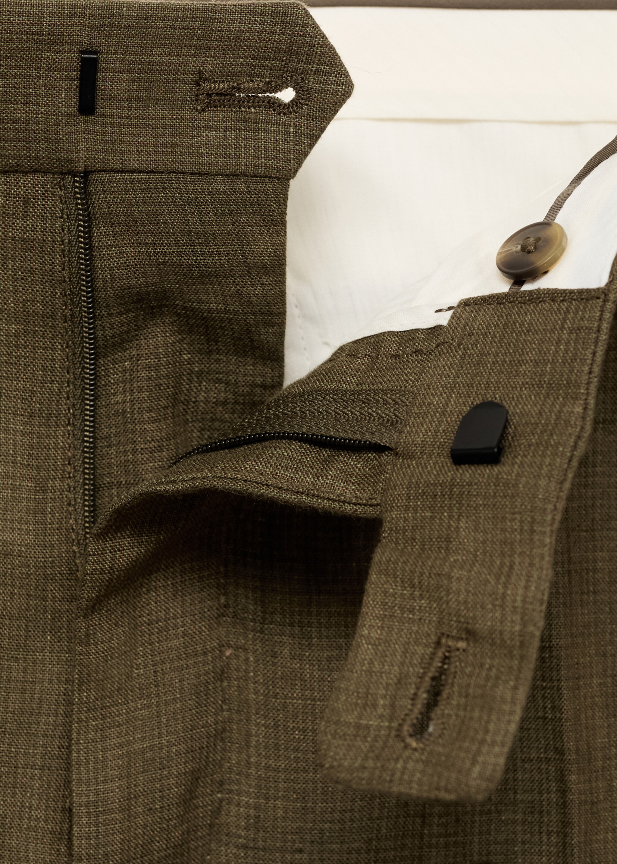 Amalfi 100% linen slim-fit suit trousers - Details of the article 0, Khaki. Ref: 87015937-00.