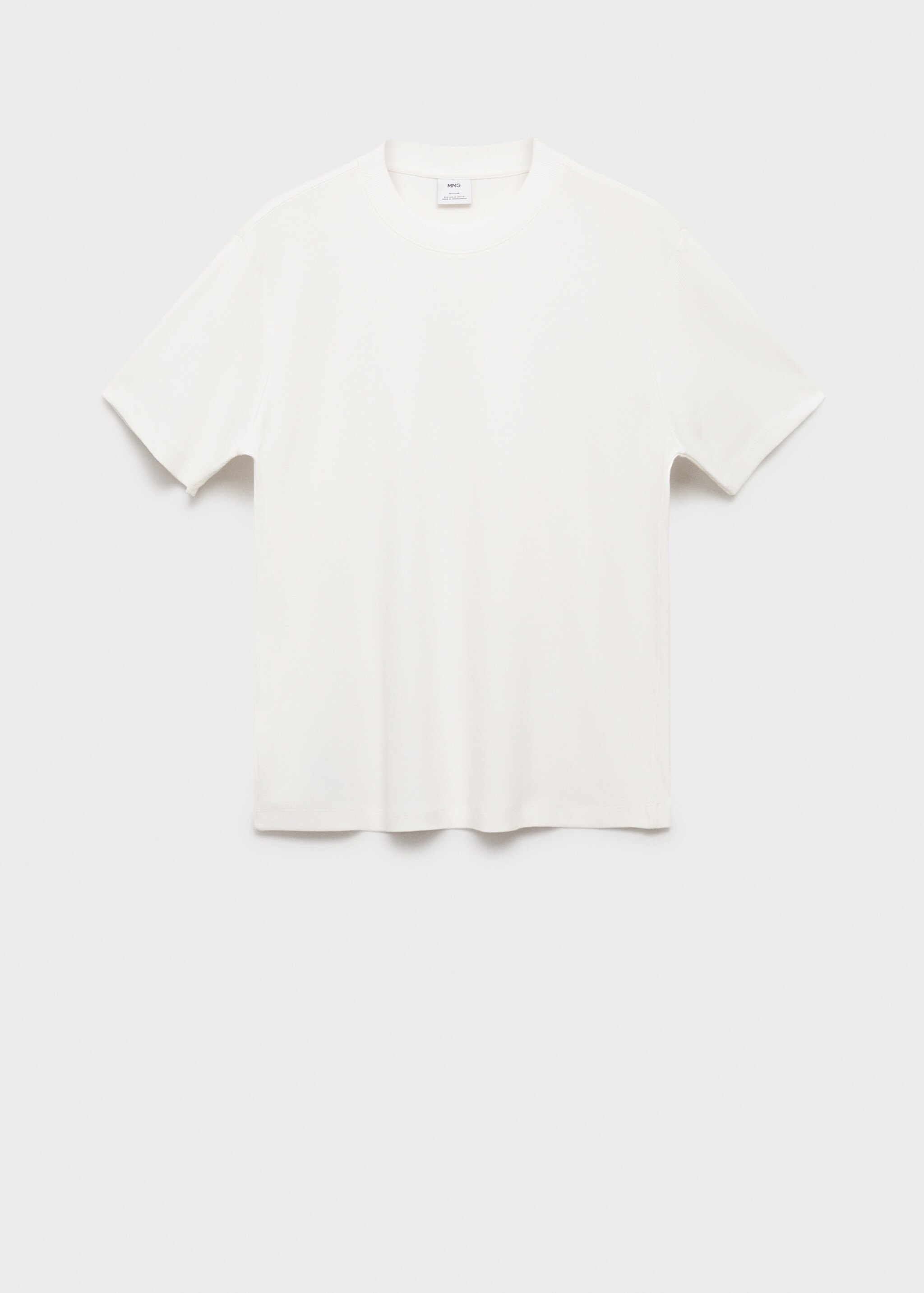 Regular fit ribbed cotton t-shirt - Article without model, Ivory White. Ref: 87015940-00.