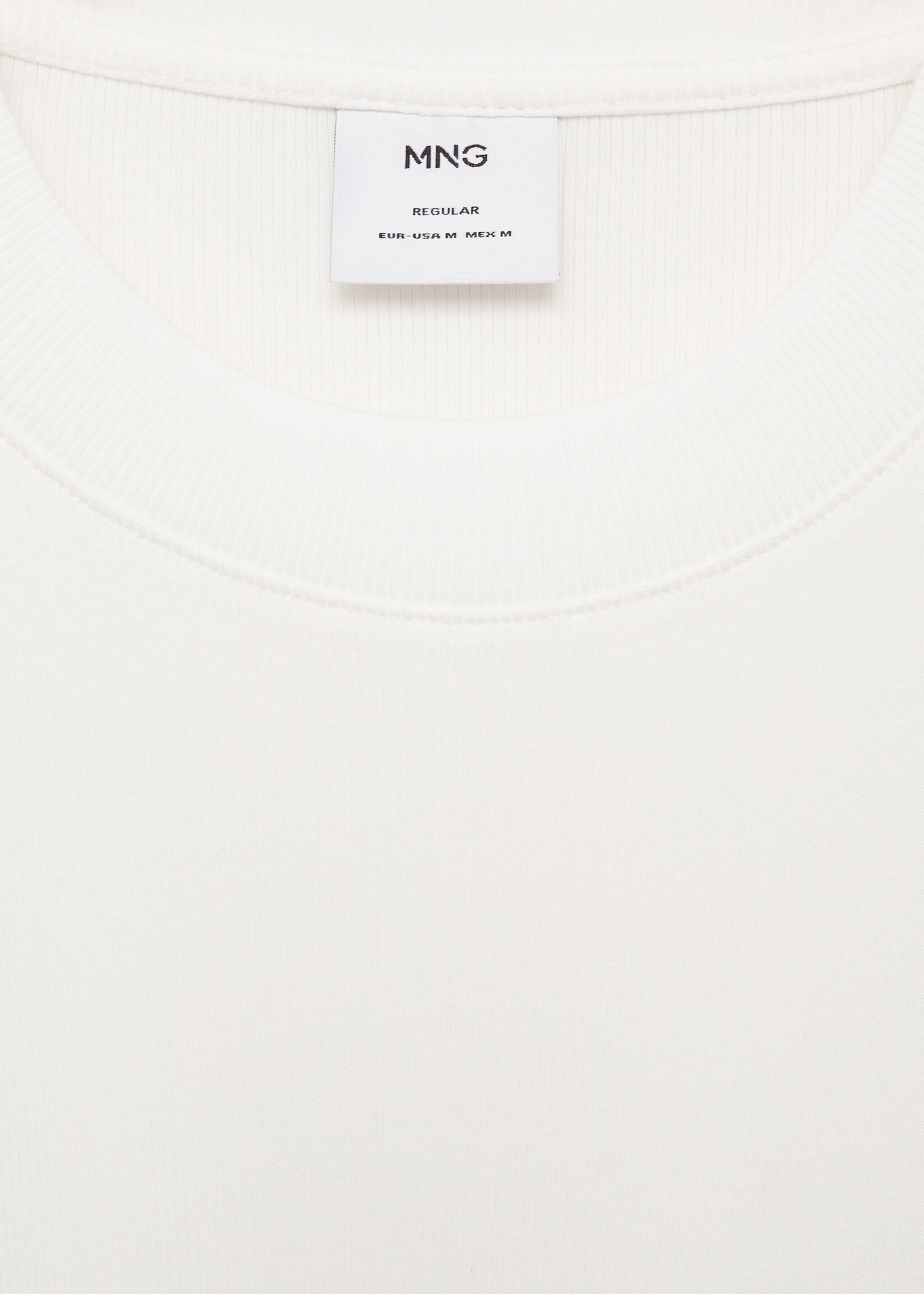 Regular fit ribbed cotton t-shirt - Details of the article 8, Ivory White. Ref: 87015940-00.