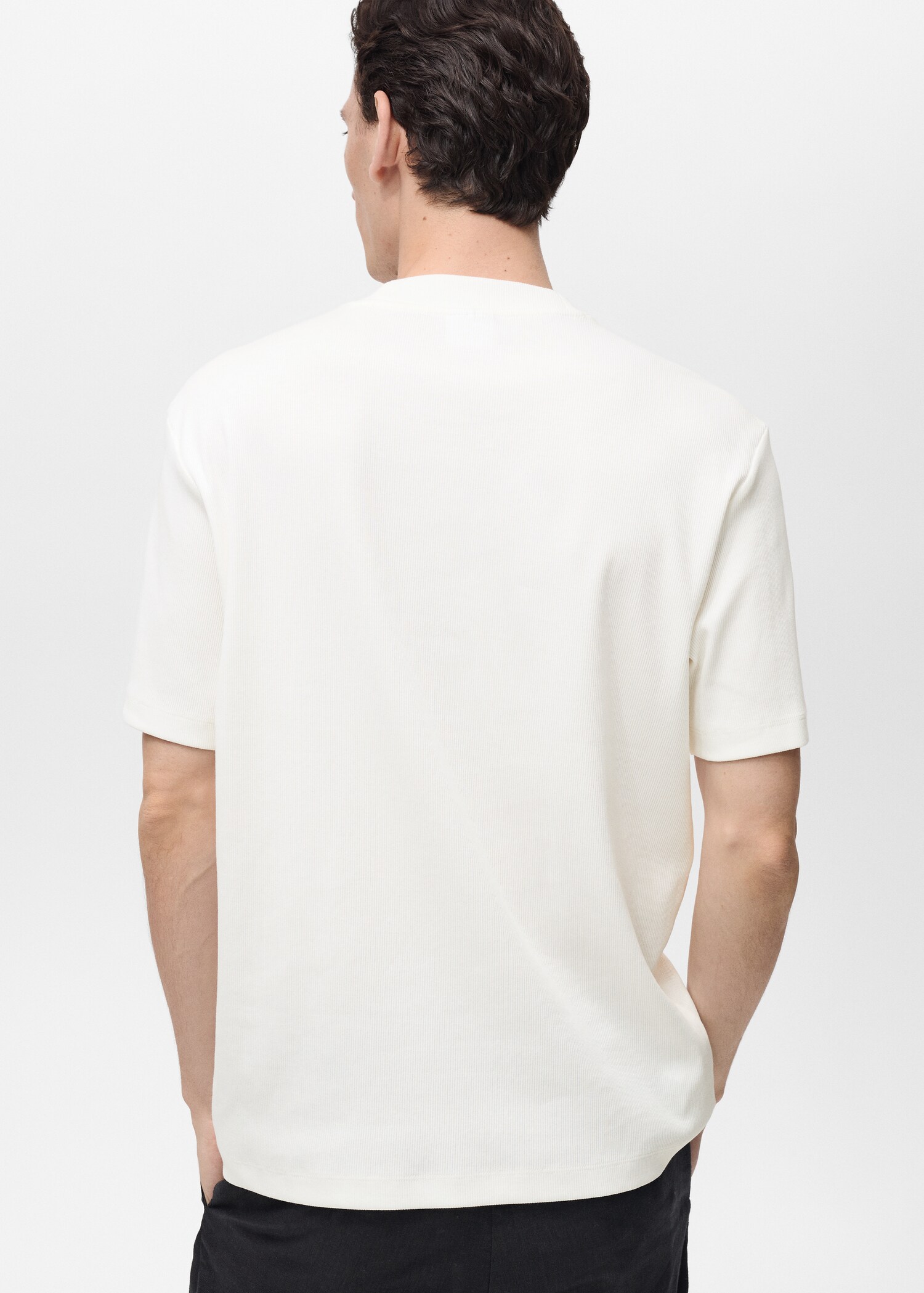 Regular fit ribbed cotton t-shirt - Reverse of the article