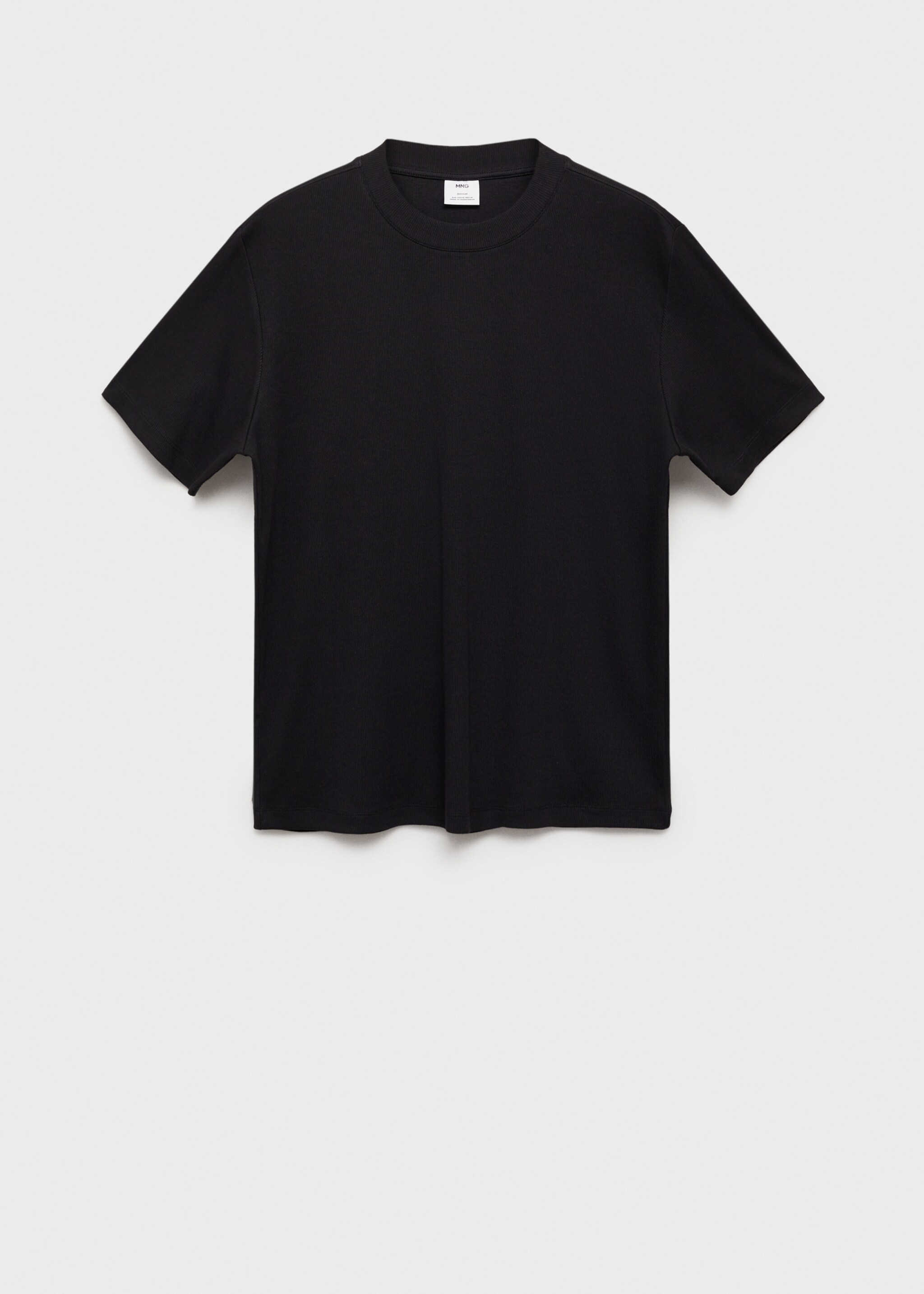 Regular fit ribbed cotton t-shirt - Article without model, Black. Ref: 87015940-00.