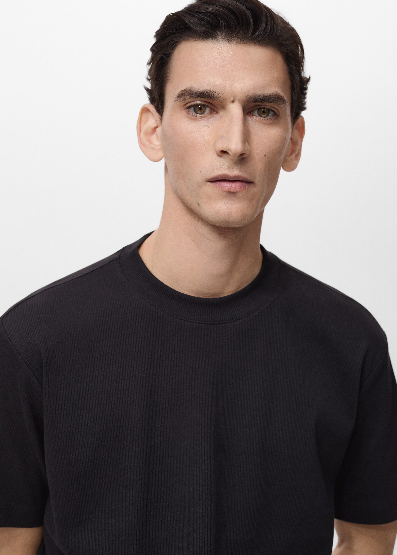 Regular fit ribbed cotton t-shirt - Details of the article 1