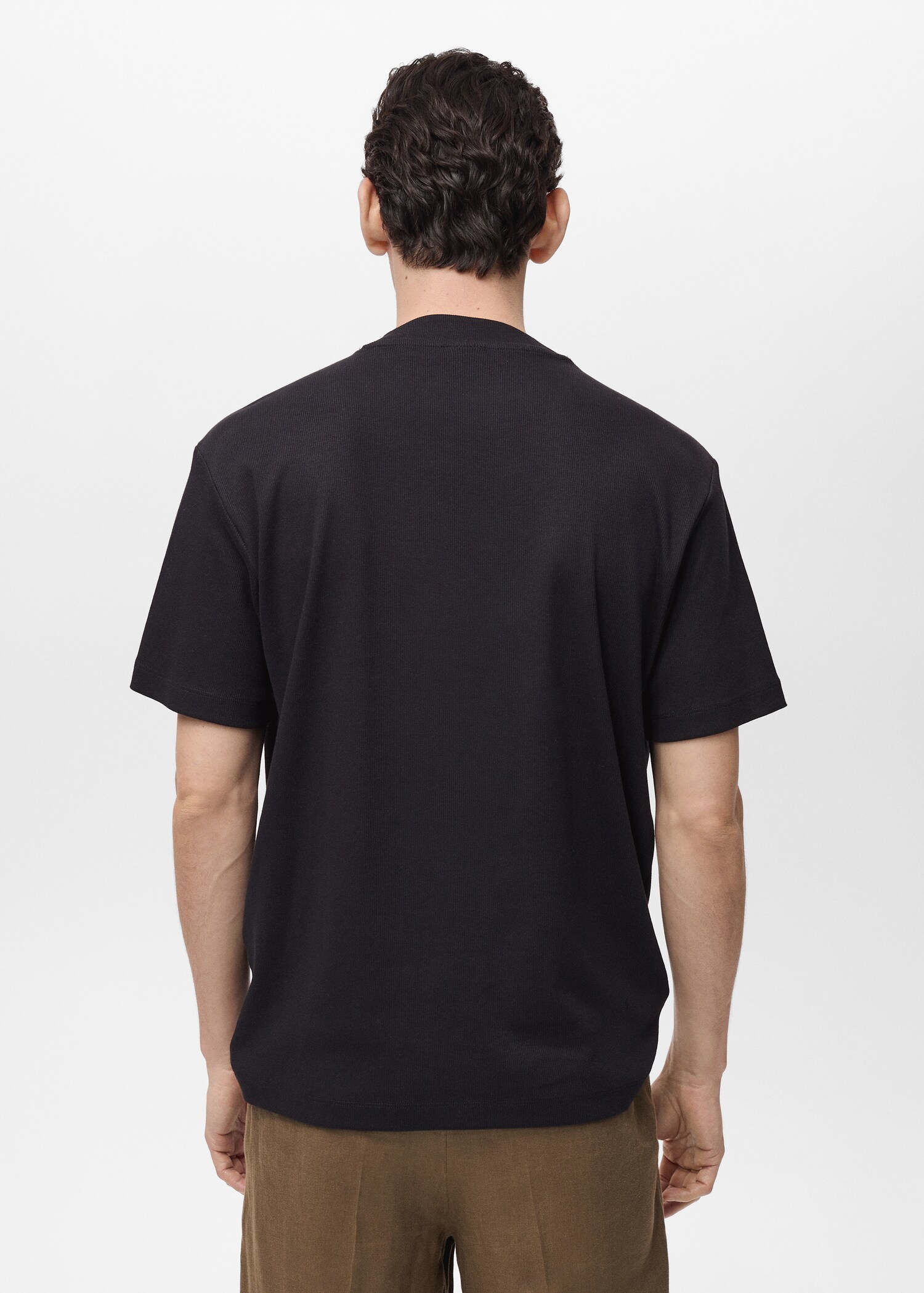 Regular fit ribbed cotton t-shirt - Reverse of the article