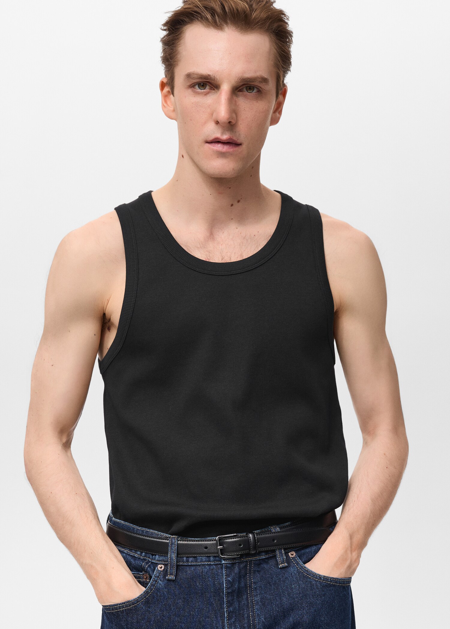 Slim-fit ribbed tank top - Medium plane