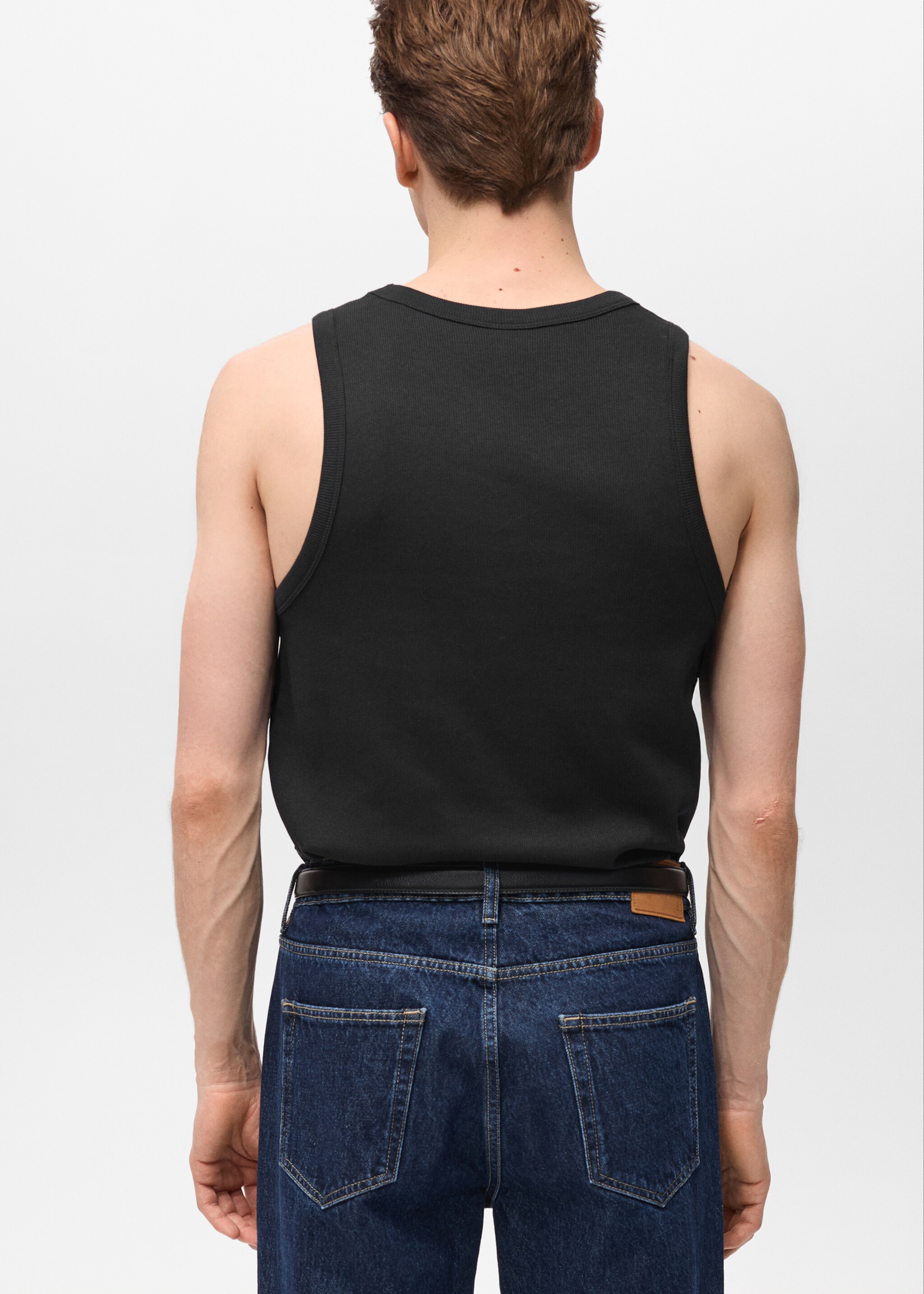 Slim-fit ribbed tank top - Reverse of the article, Black. Ref: 87015941-00.