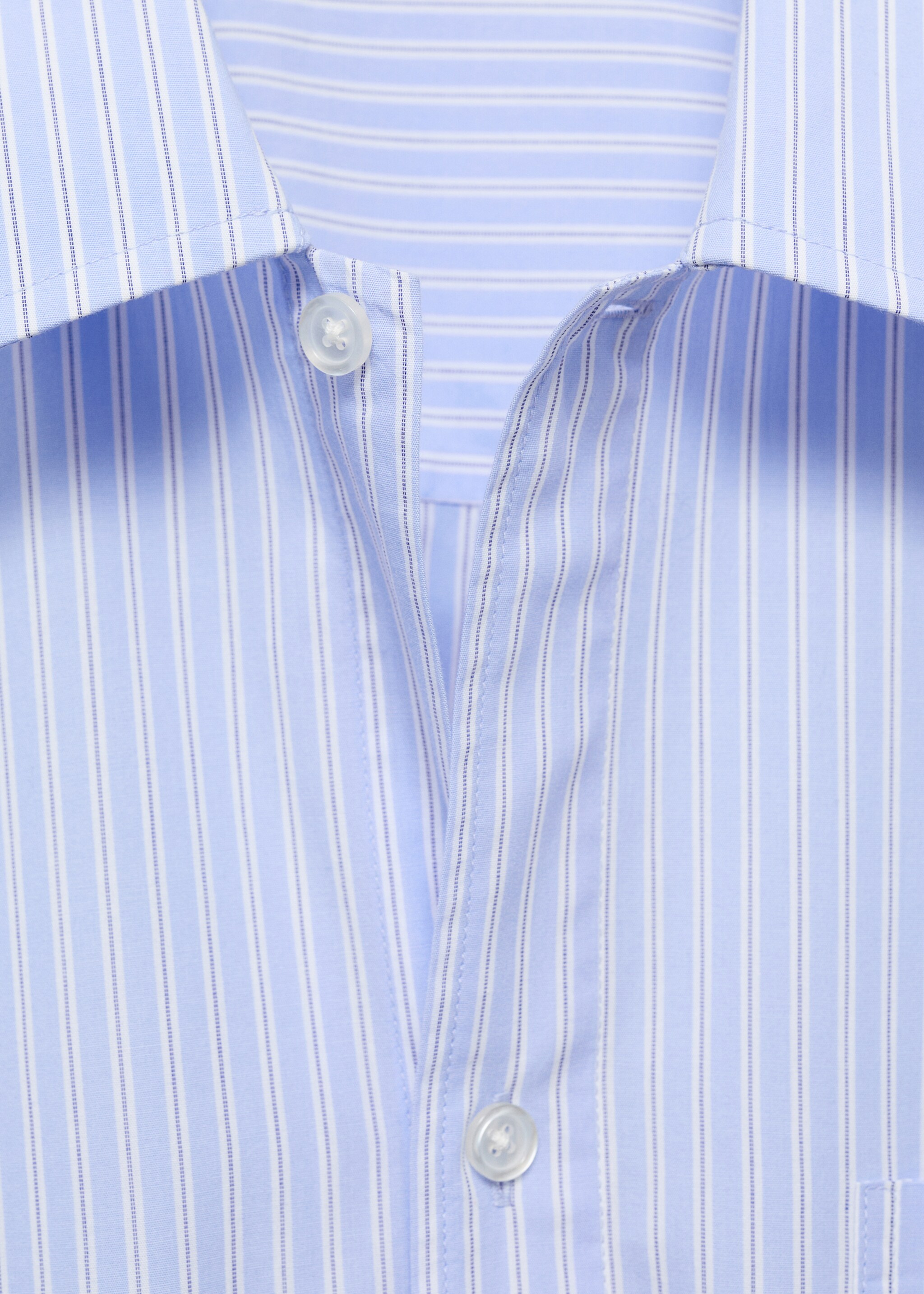Gestreept regular-fit overhemd 100% katoen - Detail van het artikel 8, Hemelsblauw. Ref: 87015942-00.