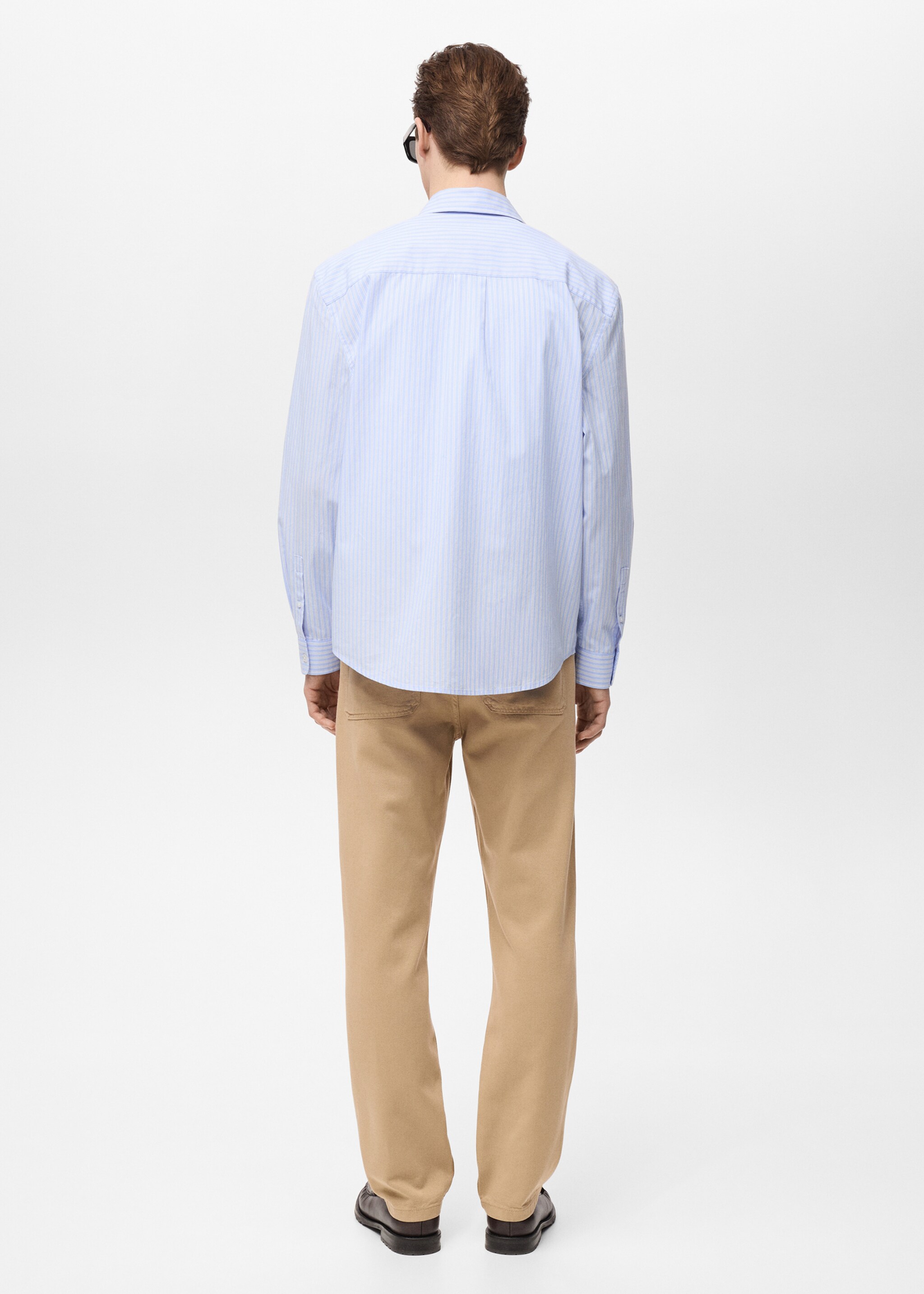 Gestreept regular-fit overhemd 100% katoen - Achterkant van het artikel, Hemelsblauw. Ref: 87015942-00.