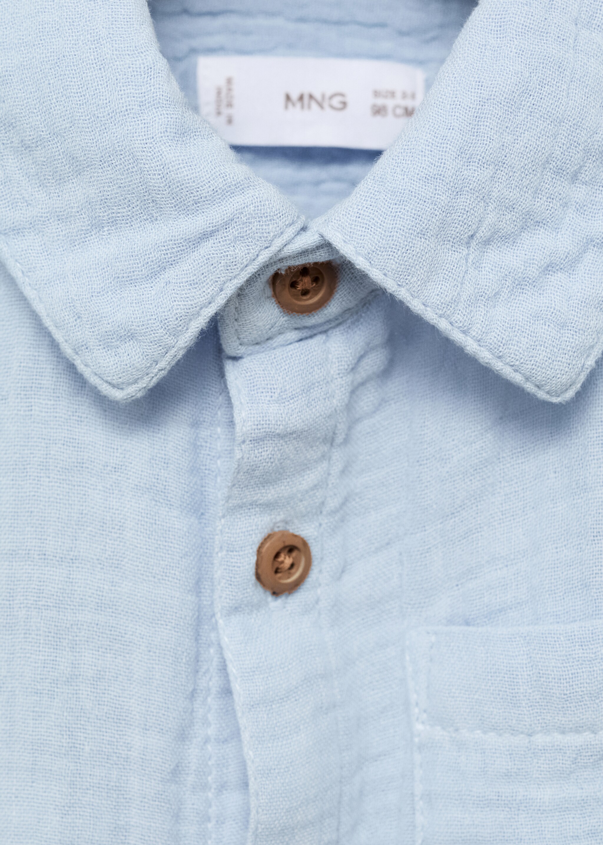 Cotton bambula shirt - Details of the article 8, Blue. Ref: 87015944-00.