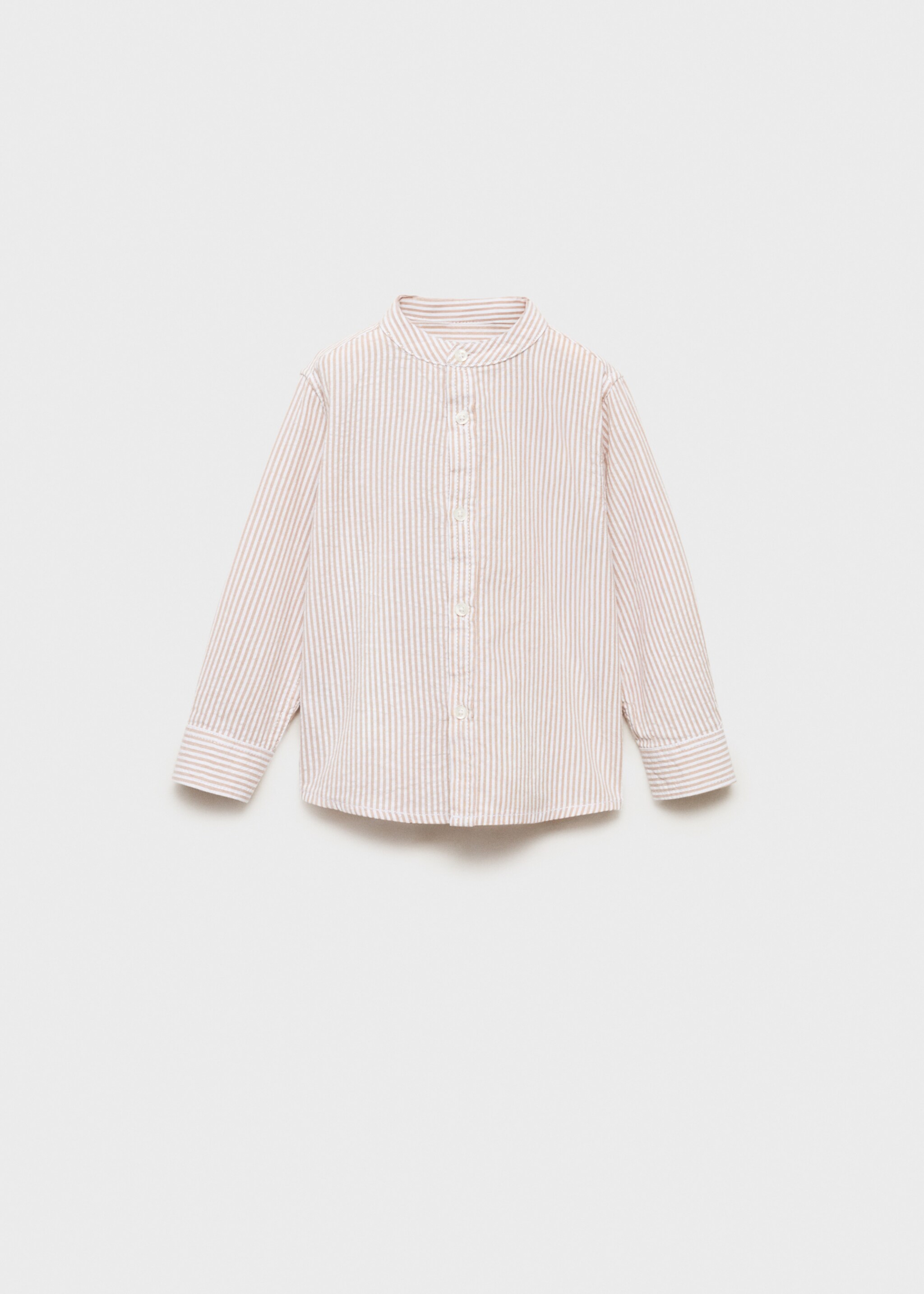 Striped Mao collar shirt - Article without model, Beige. Ref: 87015946-00.