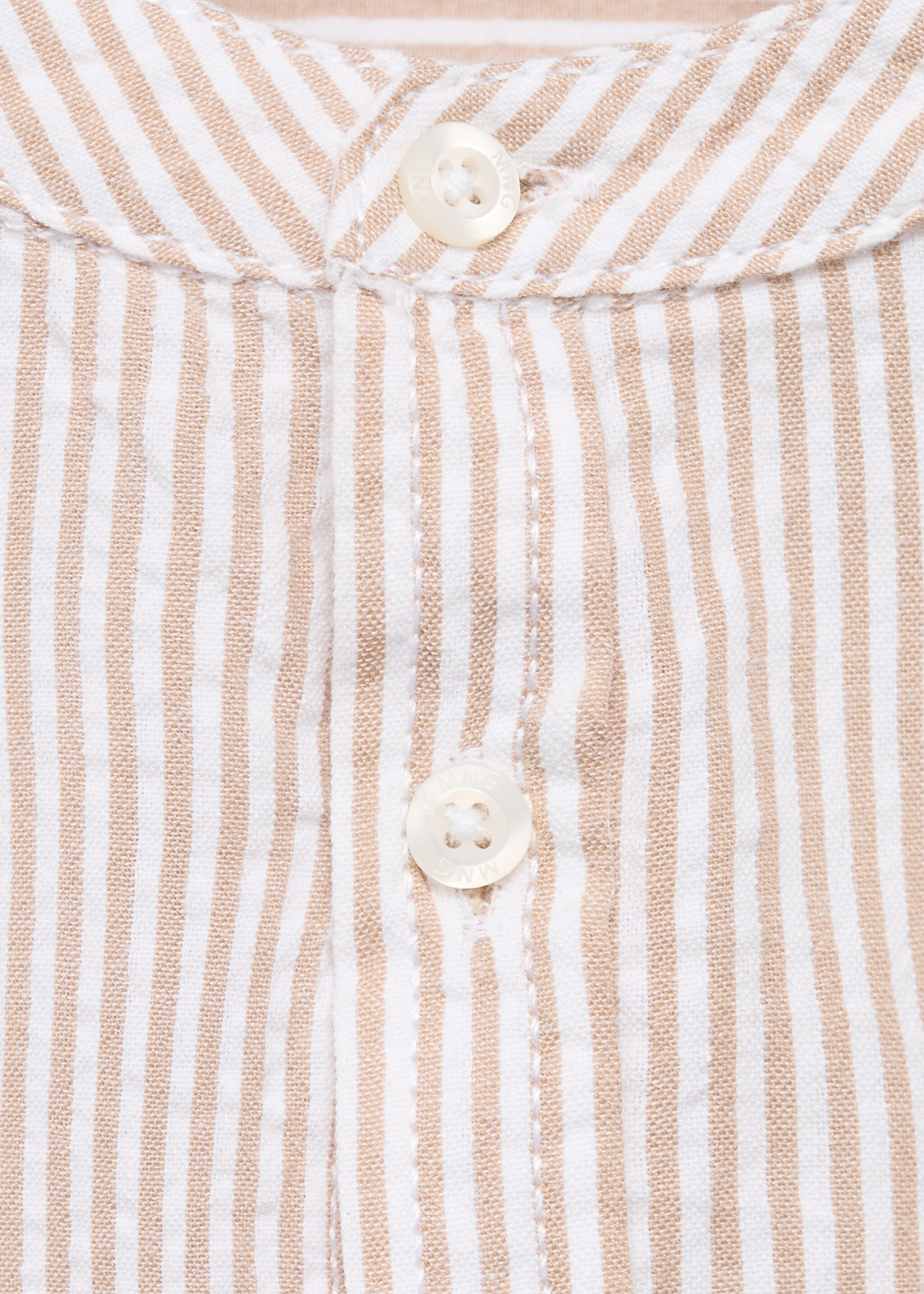 Striped Mao collar shirt - Details of the article 8, Beige. Ref: 87015946-00.