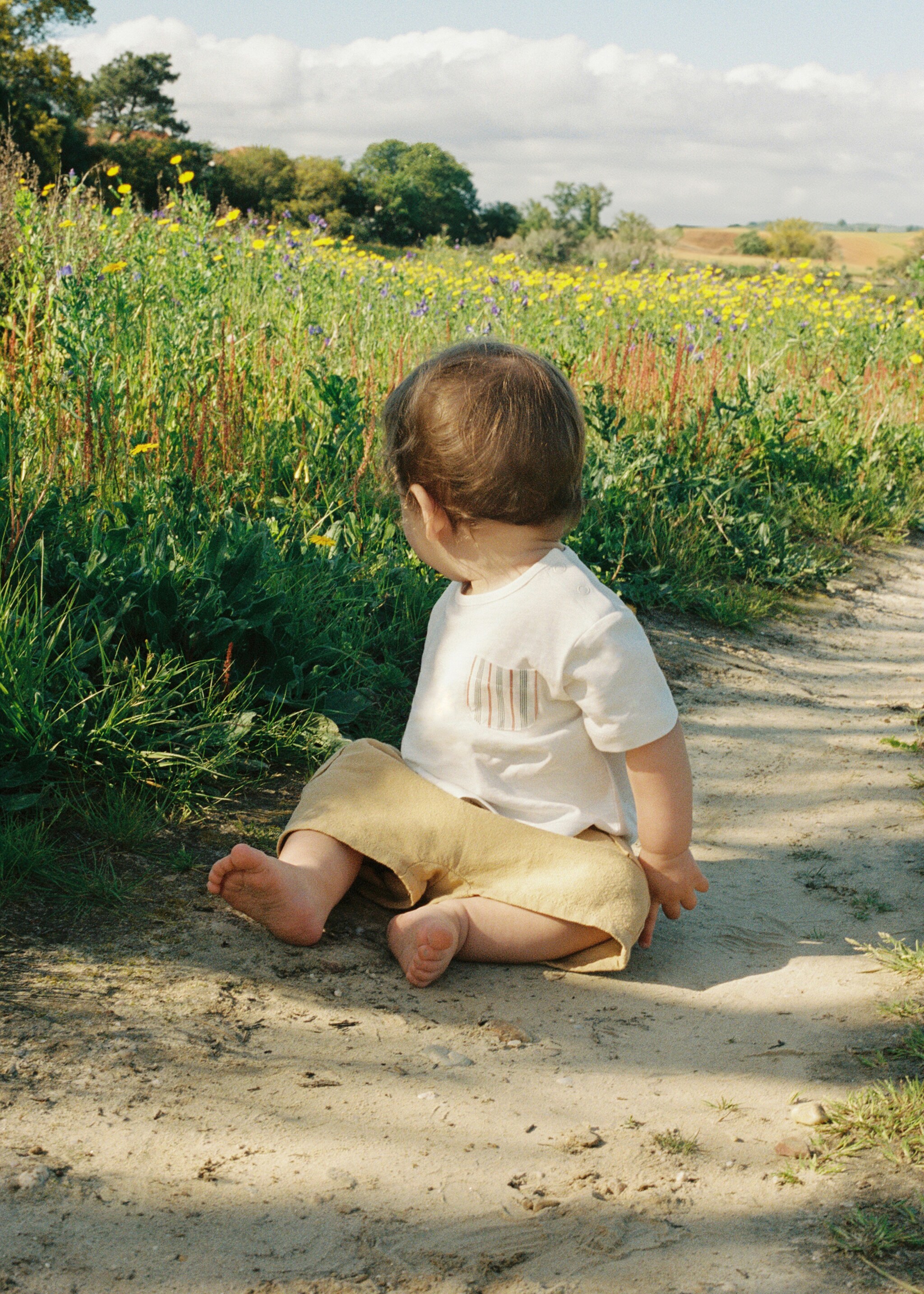 Cotton linen shorts - Details of the article 5, Mustard. Ref: 87015950-00.