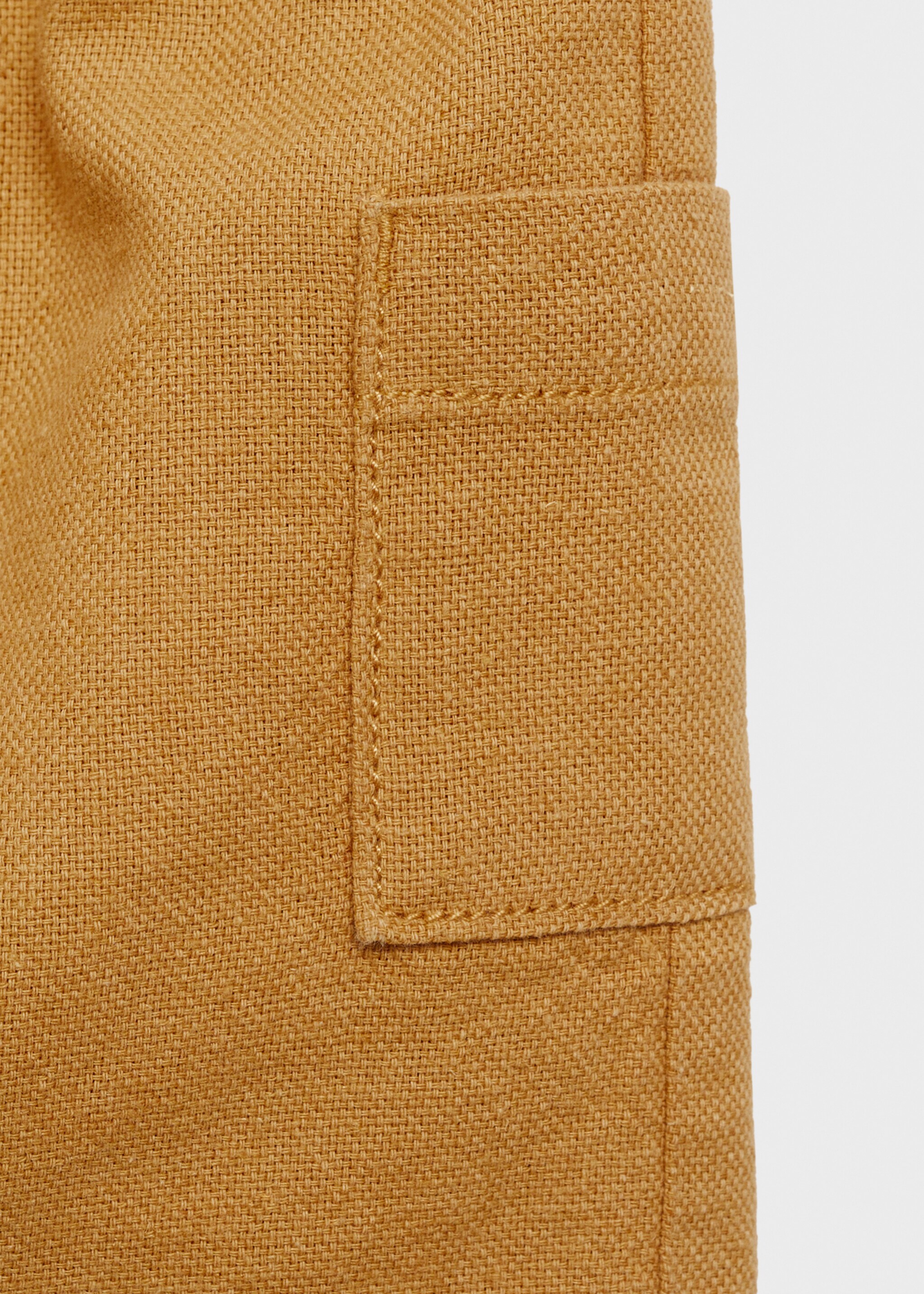 Cotton linen shorts - Details of the article 8, Mustard. Ref: 87015950-00.