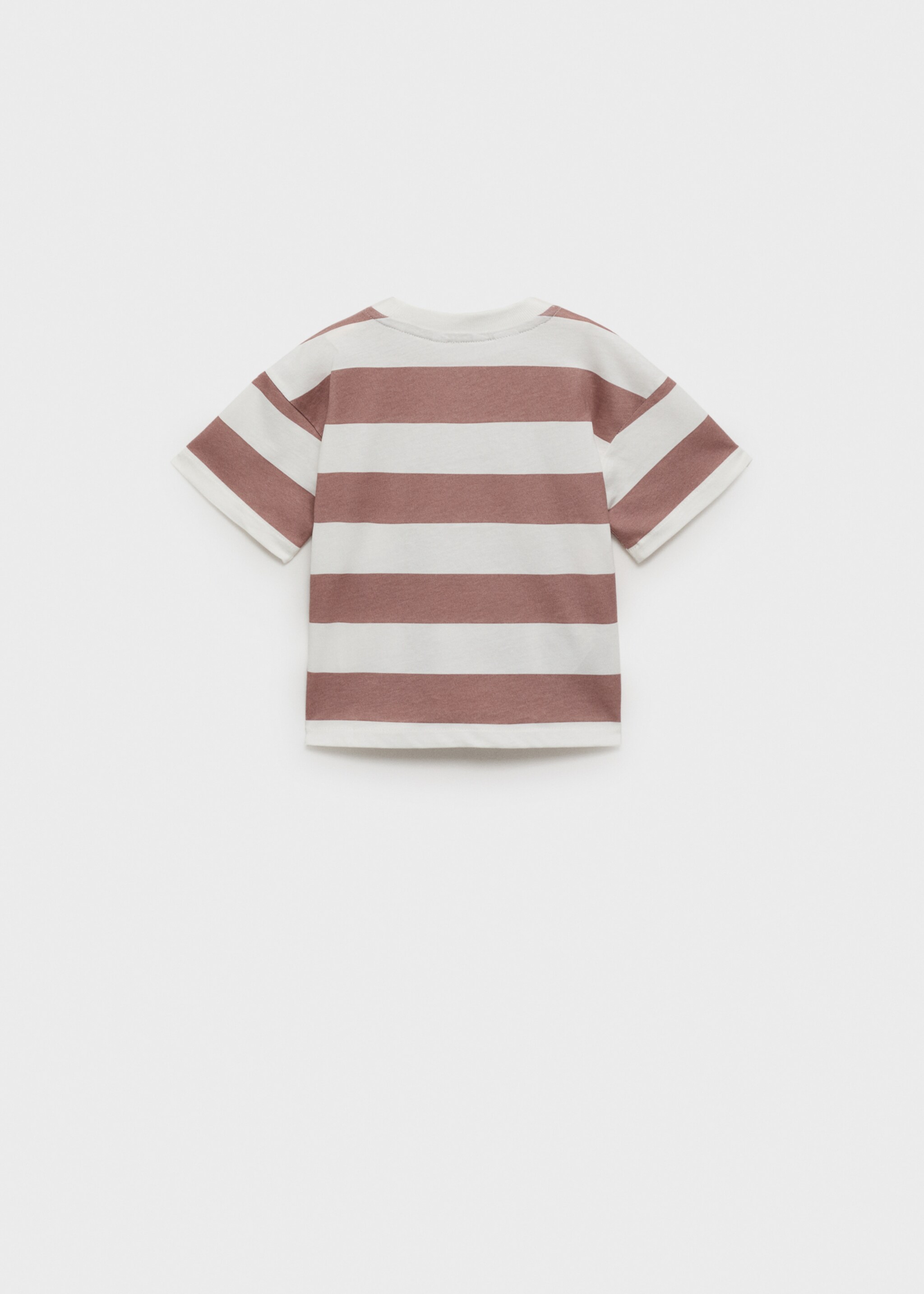 Gestreept katoenen T-shirt - Achterkant van het artikel, Bleekroze. Ref: 87015951-00.