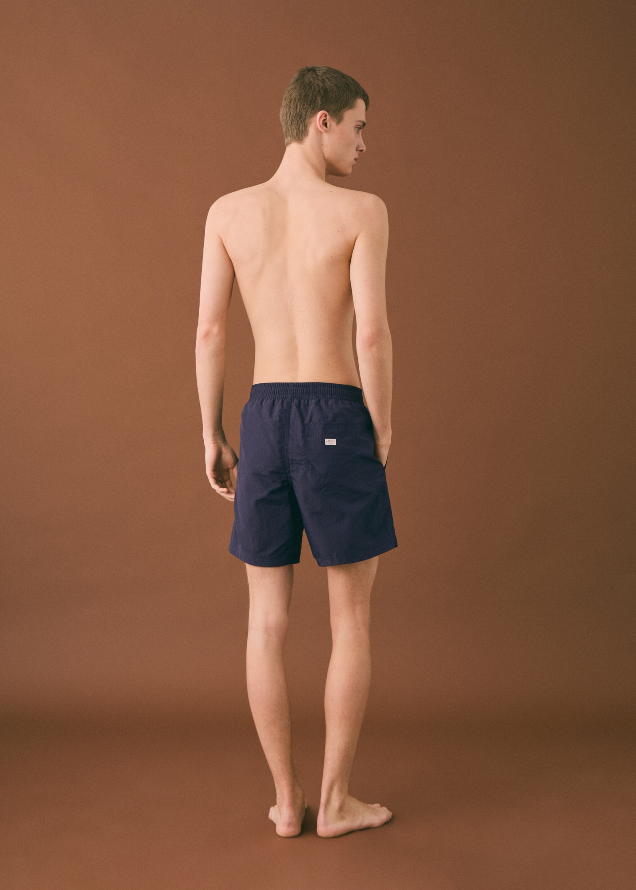 Textured lace swimsuit - Reverse of the article, Indigo Blue. Ref: 87015955-00.