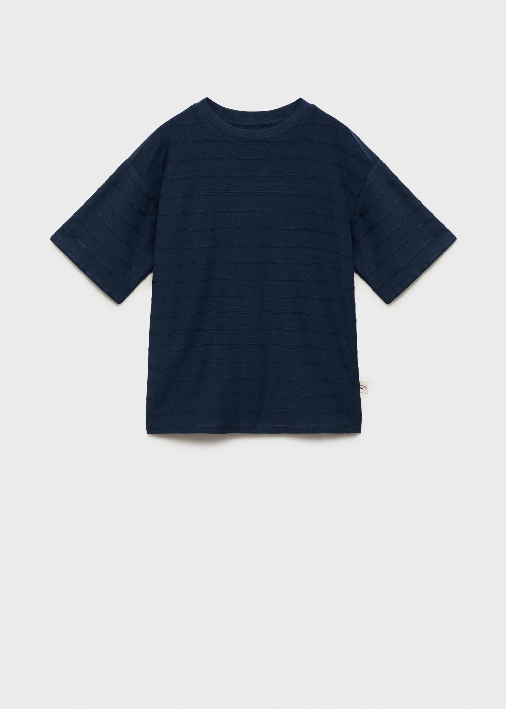 T-Shirt Baumwolle Streifen Relief - Artikel ohne Model, Dunkles Marineblau. Ref: 87015963-00.