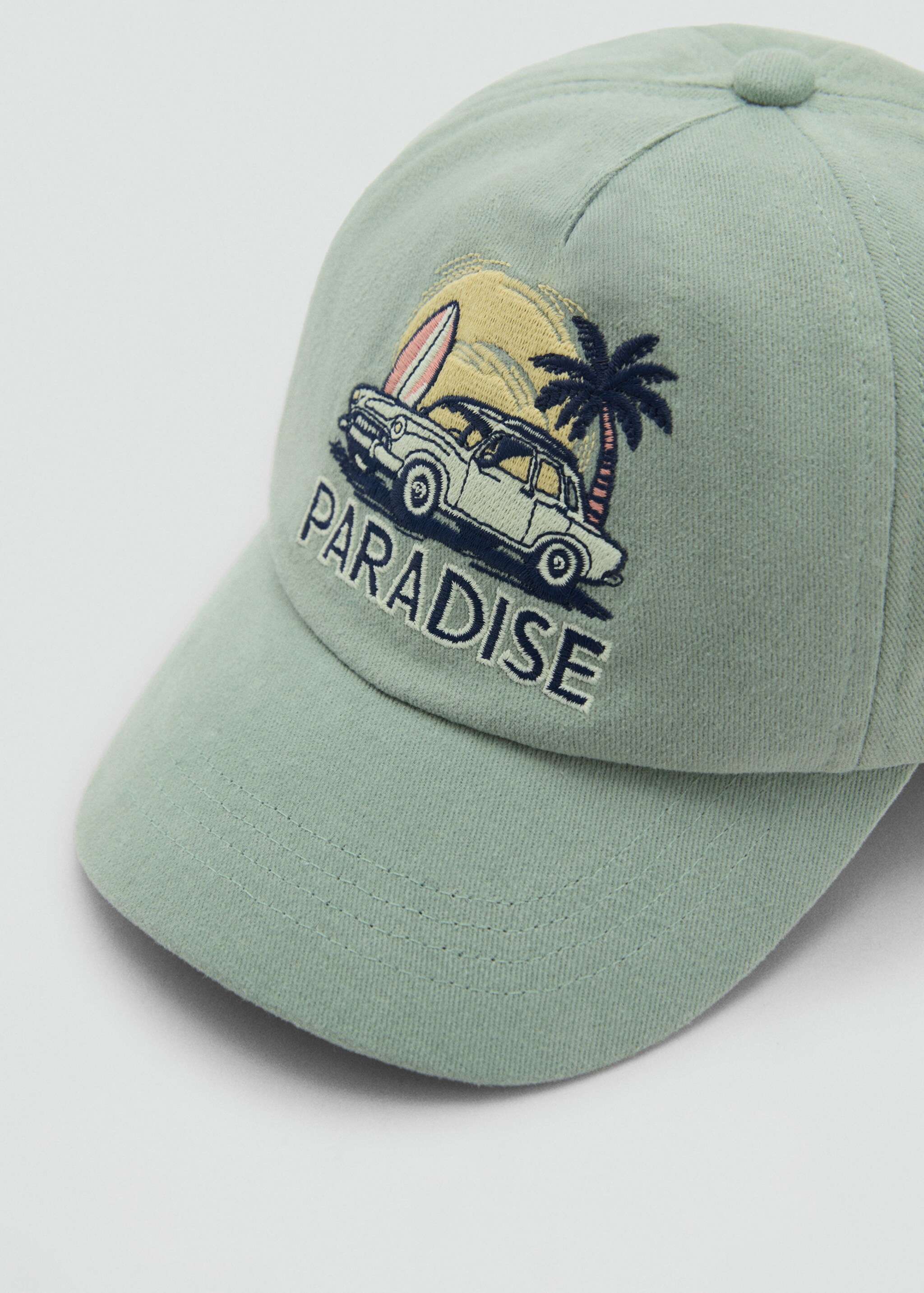 Tropical print cap - Details of the article 2, Aqua Green. Ref: 87015976-00.