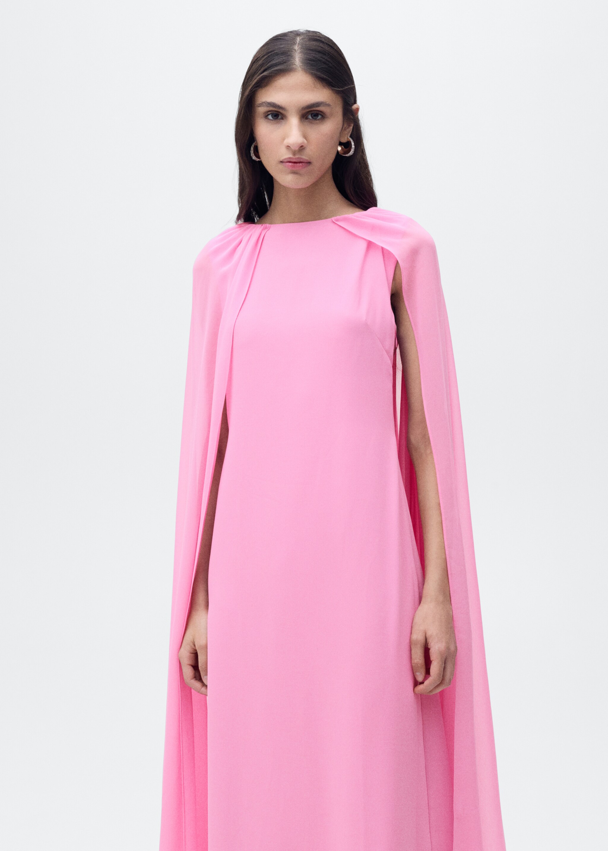 Flared cape dress - Medium plane, Pink. Ref: 87016375-00.