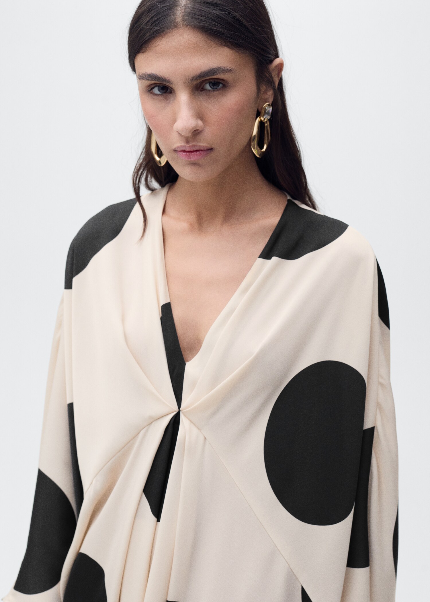 Polka-dot draped dress - Details of the article 1