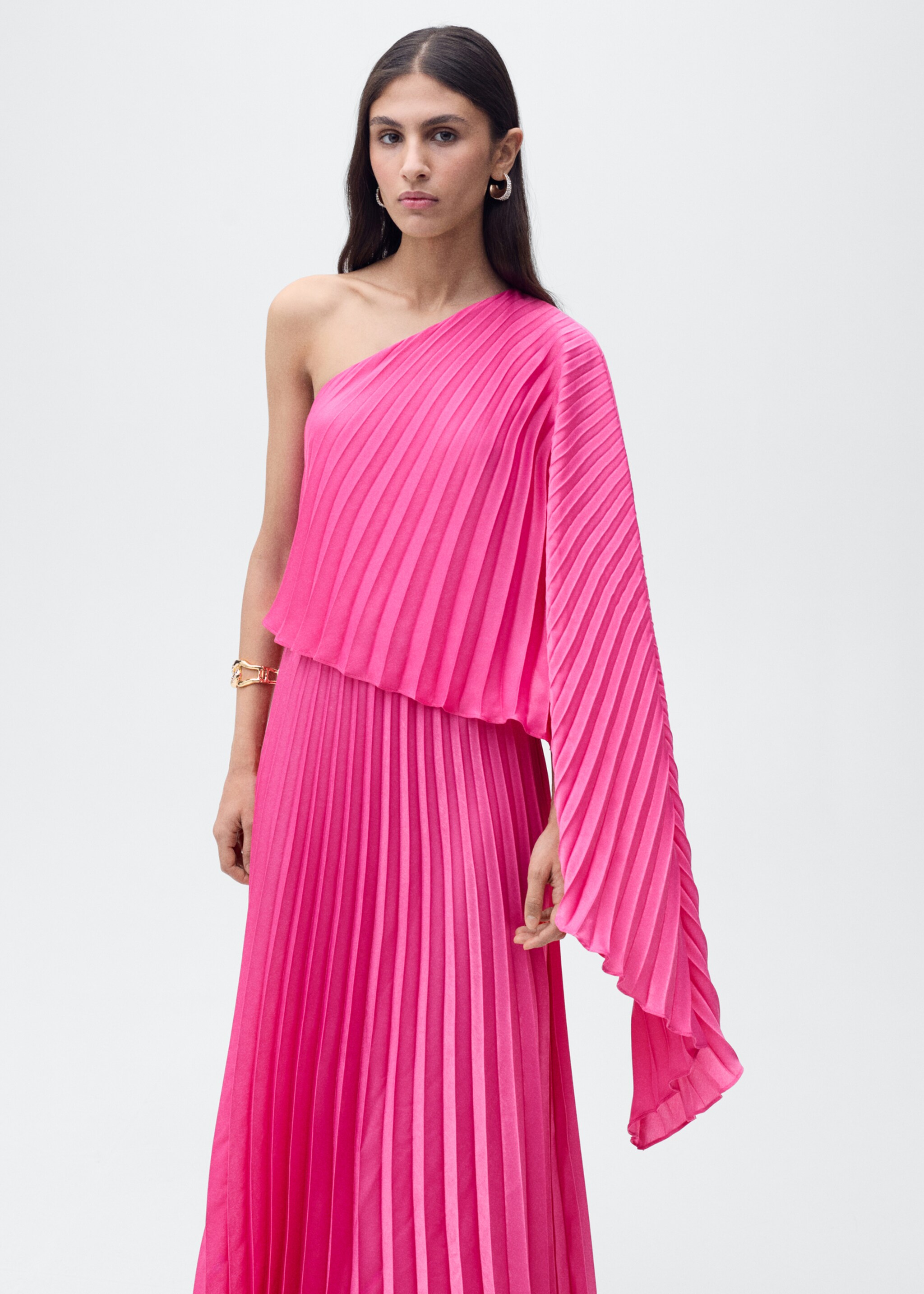 Long flared cape dress - Medium plane, Fuchsia. Ref: 87016380-00.