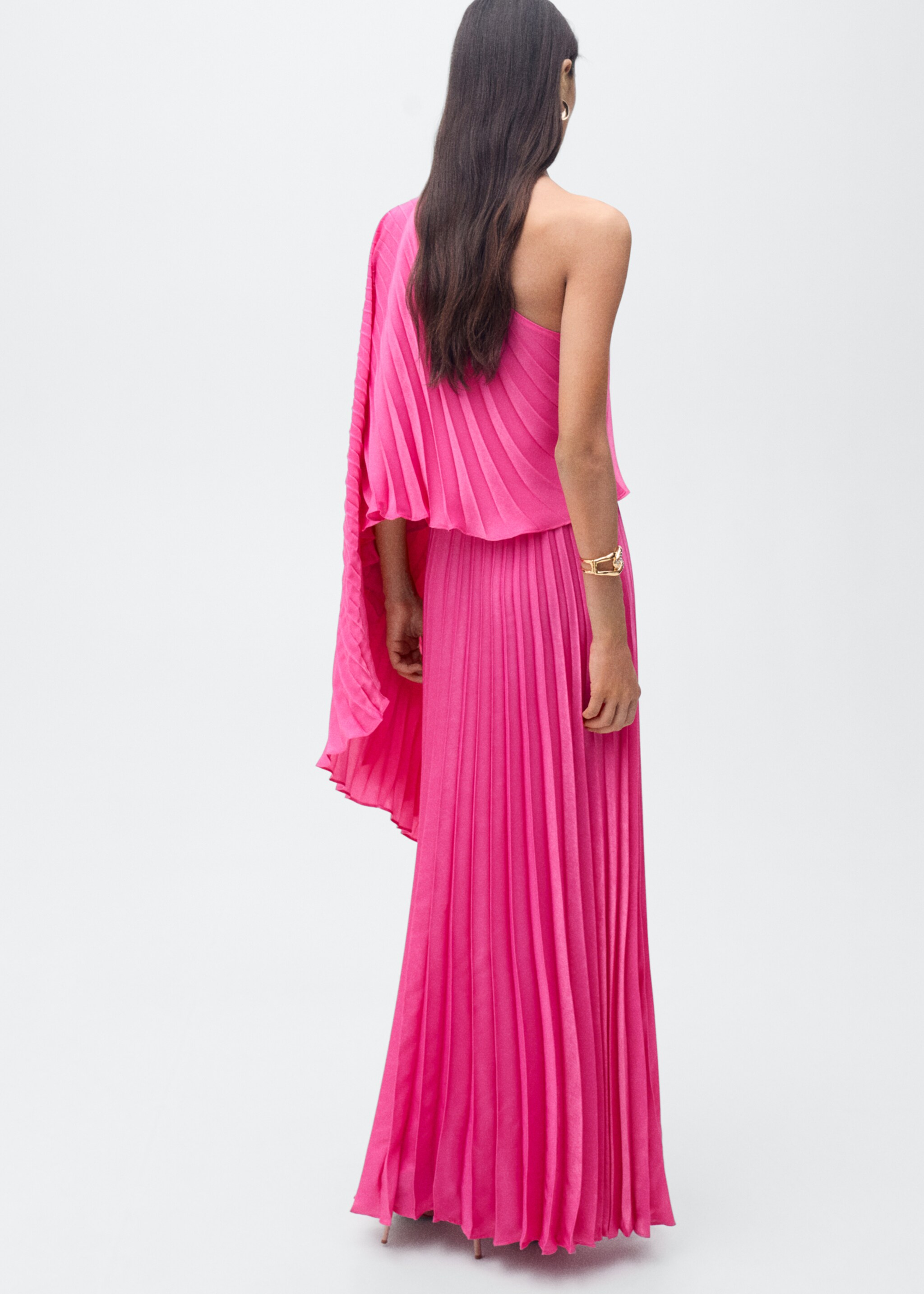 Long flared cape dress - Reverse of the article, Fuchsia. Ref: 87016380-00.