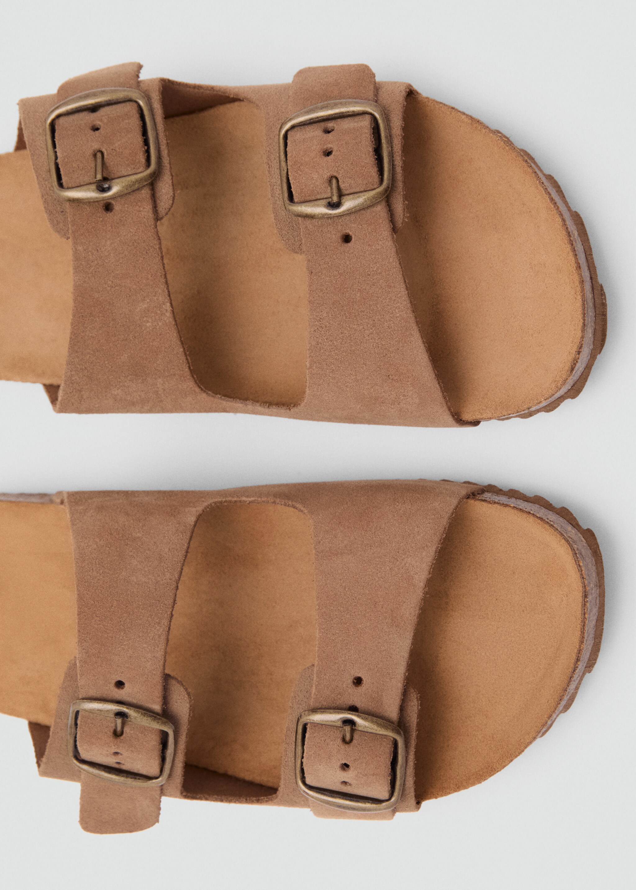 Ledersandale mit Schnallen - Detail des Artikels 2, Mittelbraun. Ref: 87016382-00.