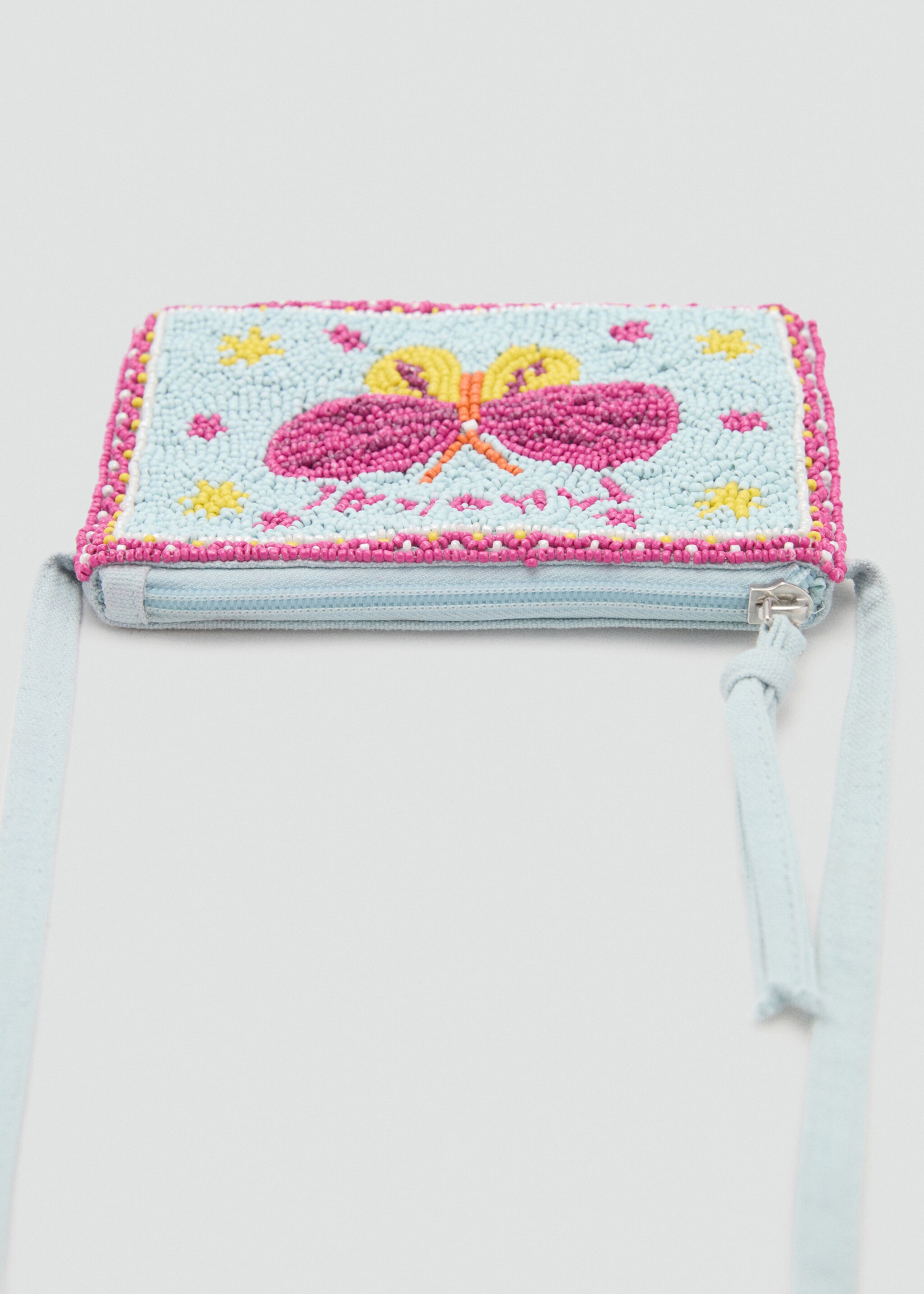 Beaded shoulder bag - Details of the article 2, Aqua Green. Ref: 87016718-00.