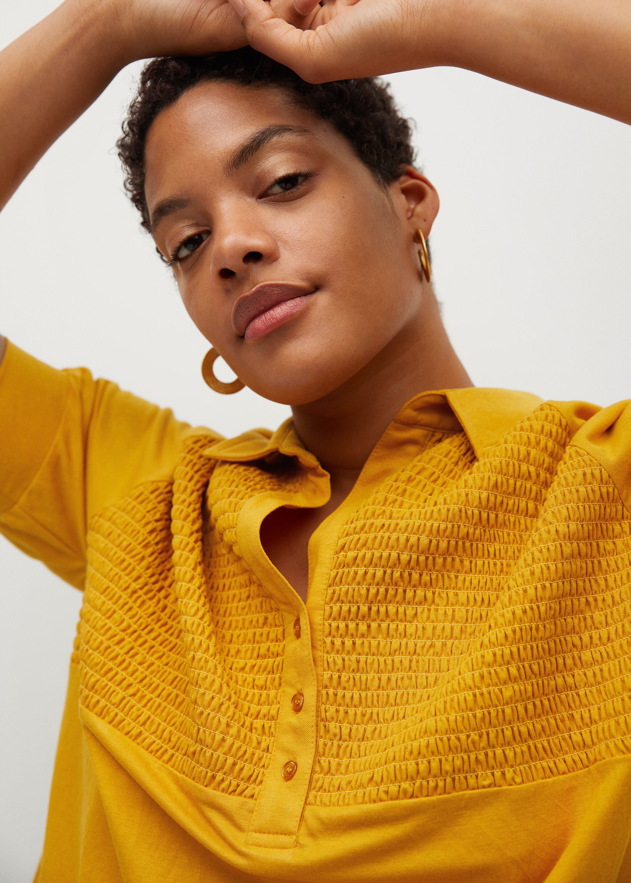 Ruched shirt collar dress - Details of the article 1