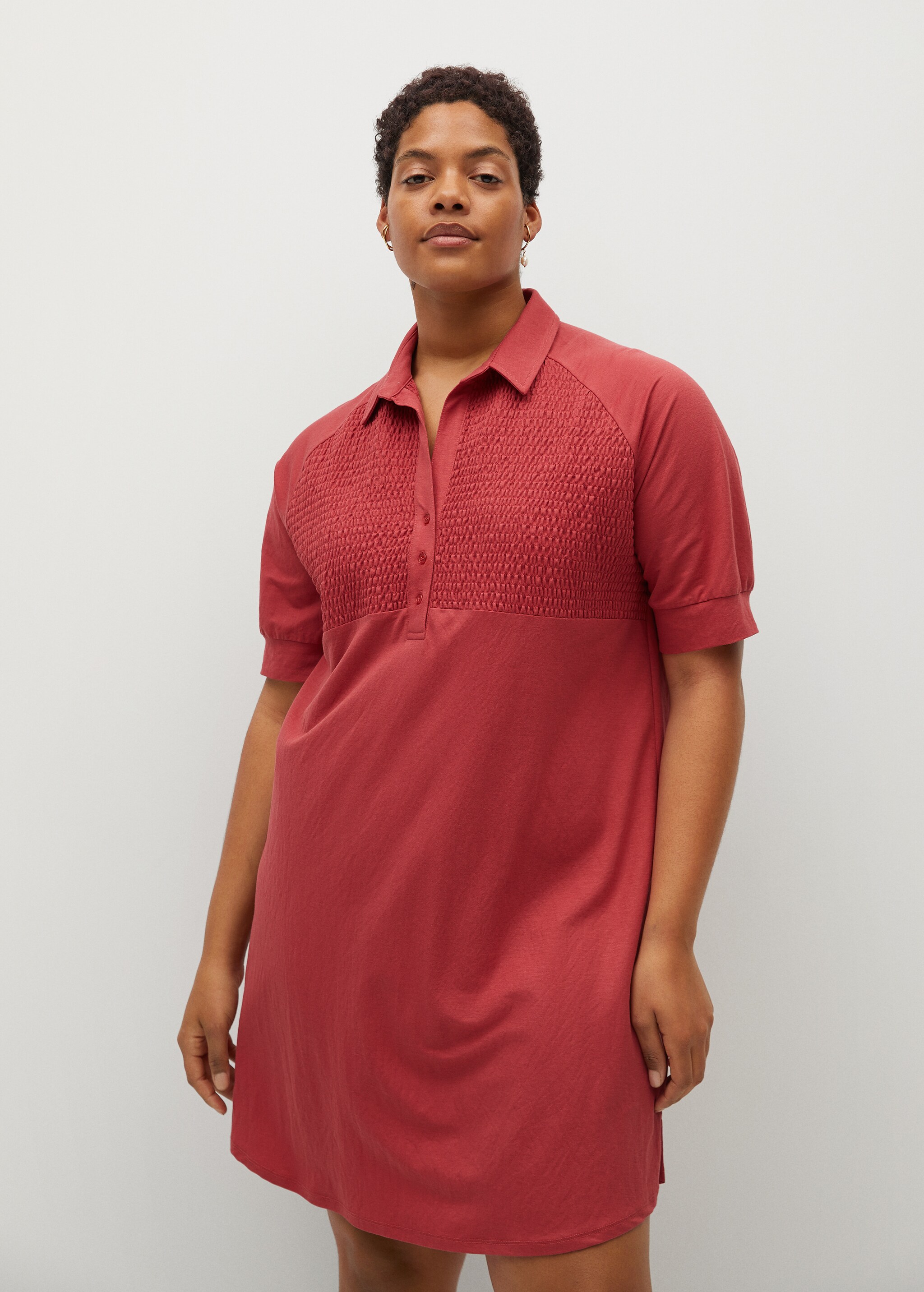 Ruched shirt collar dress - Medium plane