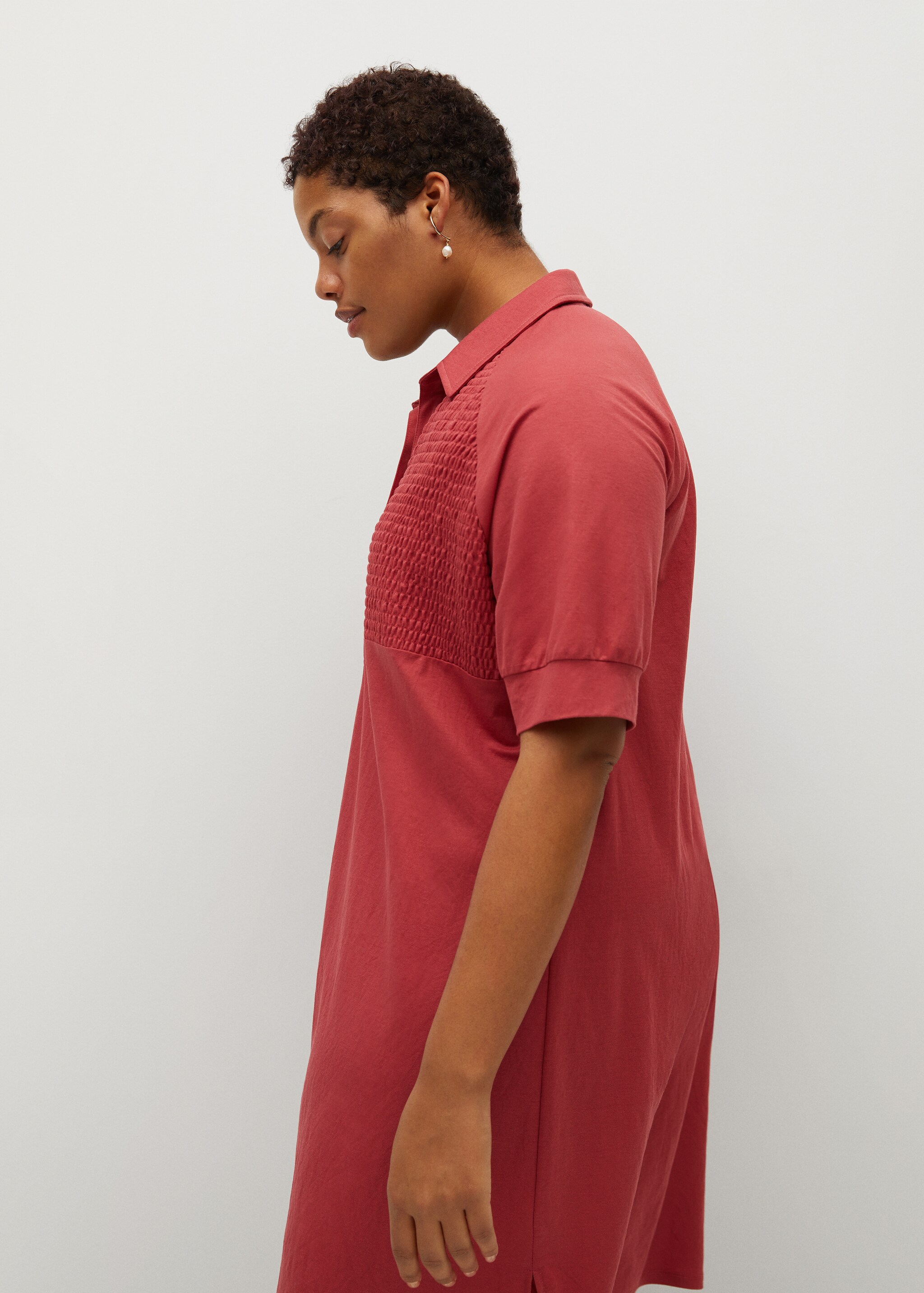 Ruched shirt collar dress - Details of the article 2
