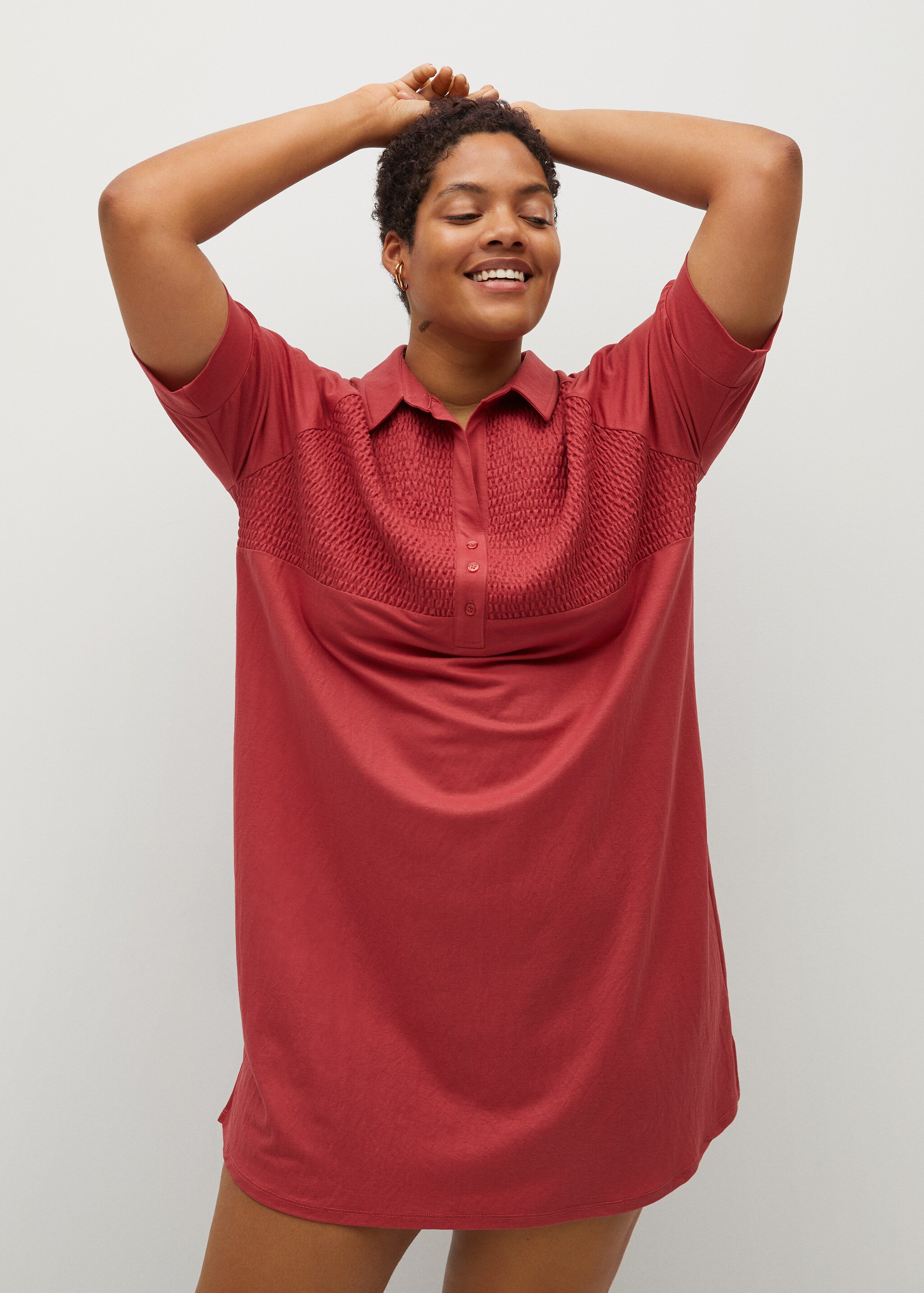 Ruched shirt collar dress - Details of the article 3