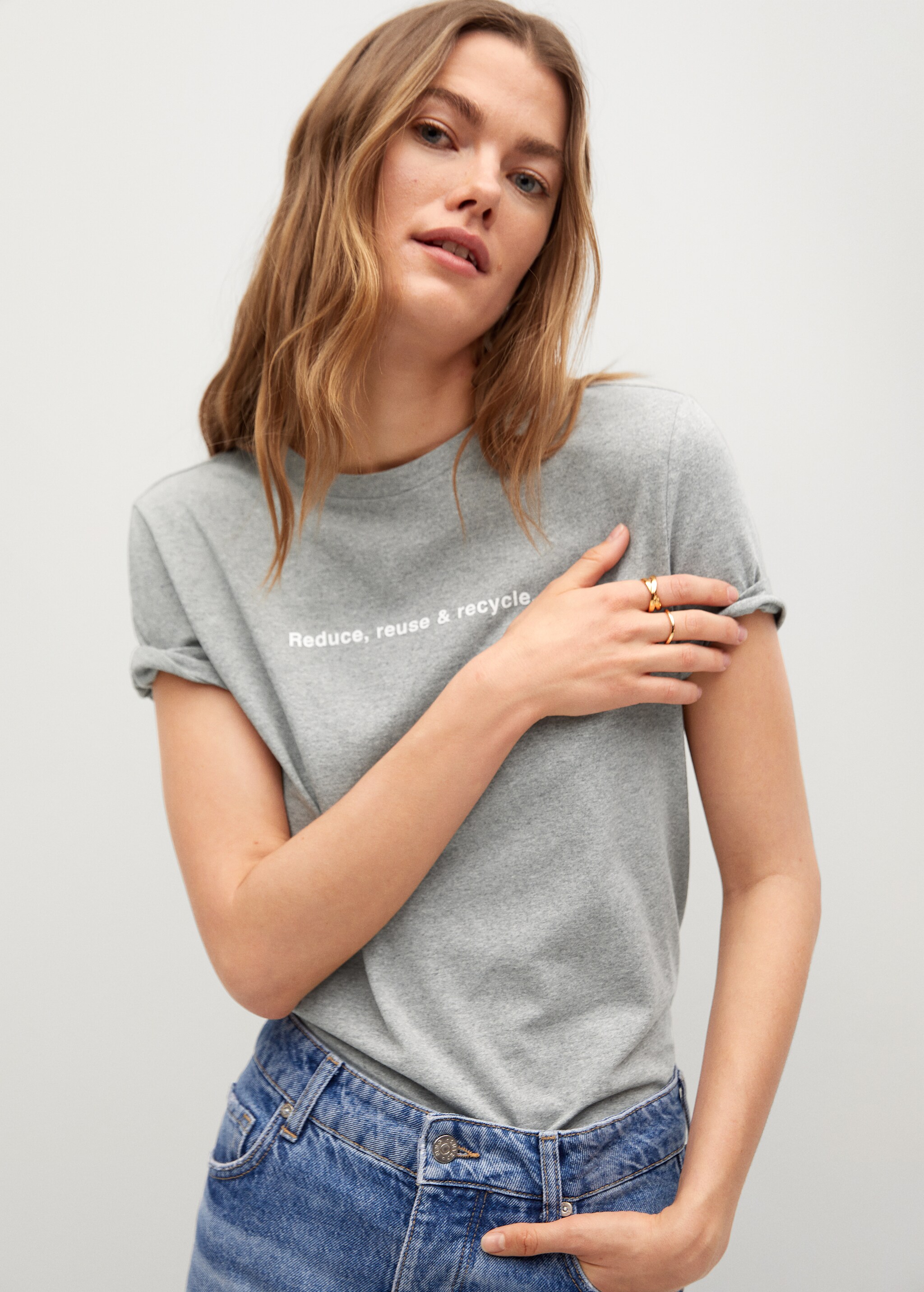 Recycled message fabric t-shirt - Medium plane