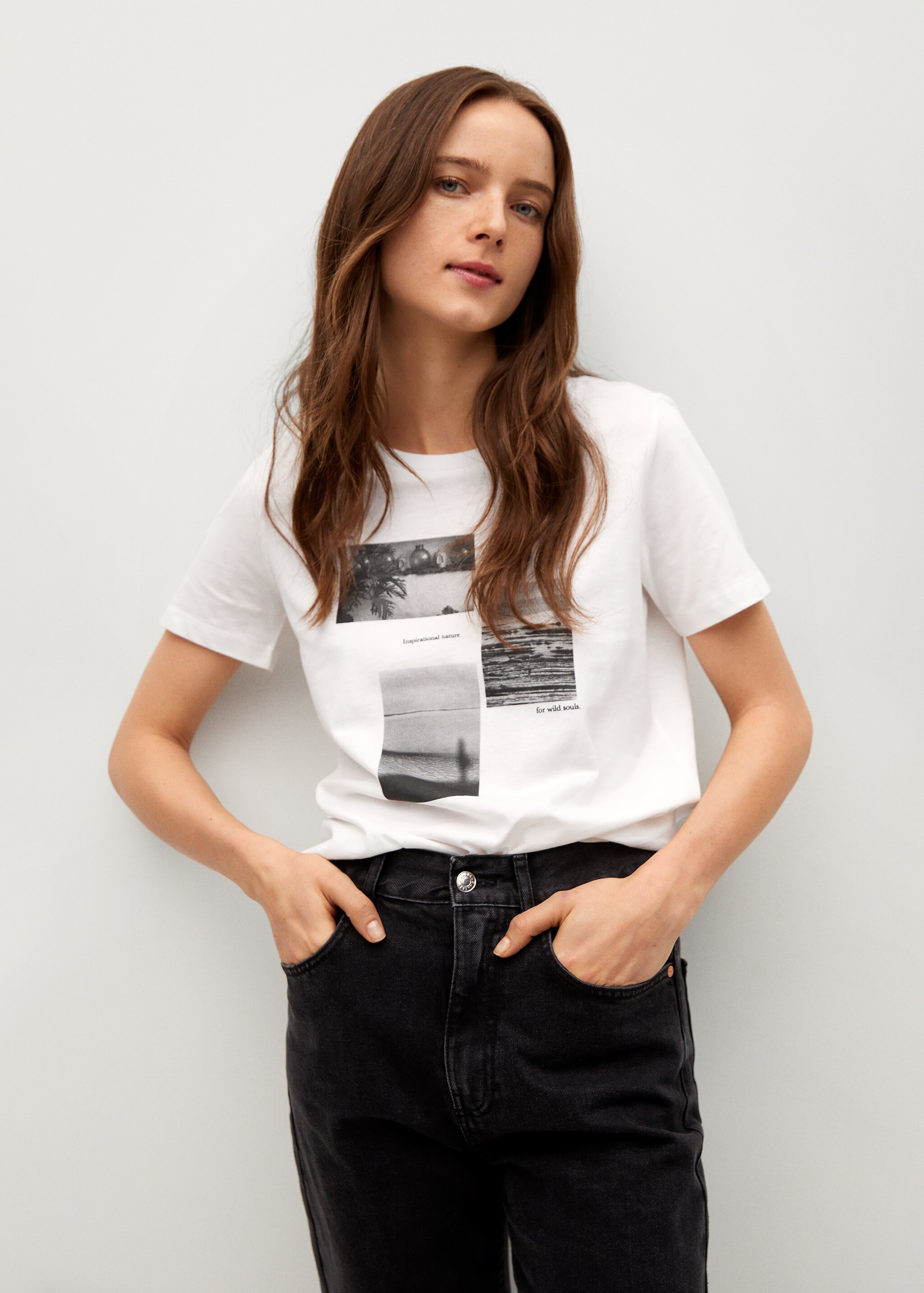 Camiseta algodón orgánico estampada - Plano medio