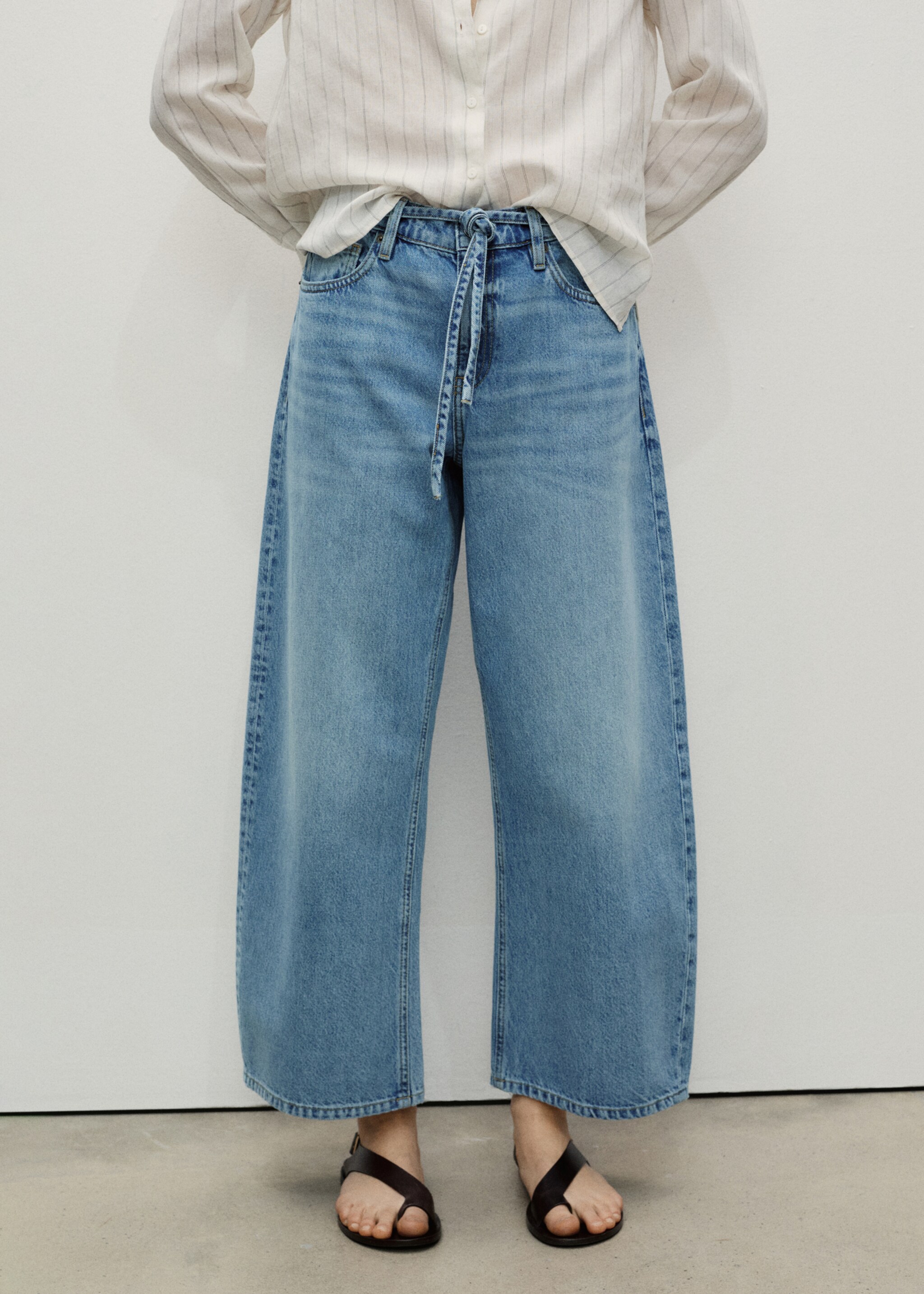 Balloon jeans with belt - Medium plane, Medium Blue. Ref: 87017176-00.