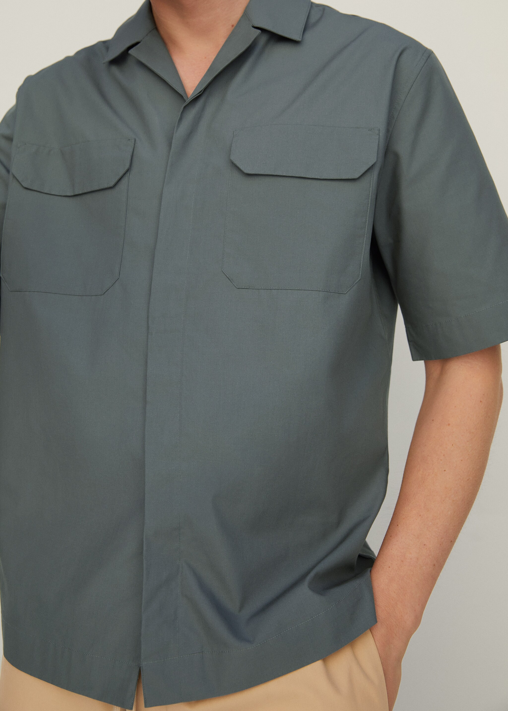 Cotton lyocell shirt with pockets - Details of the article 1