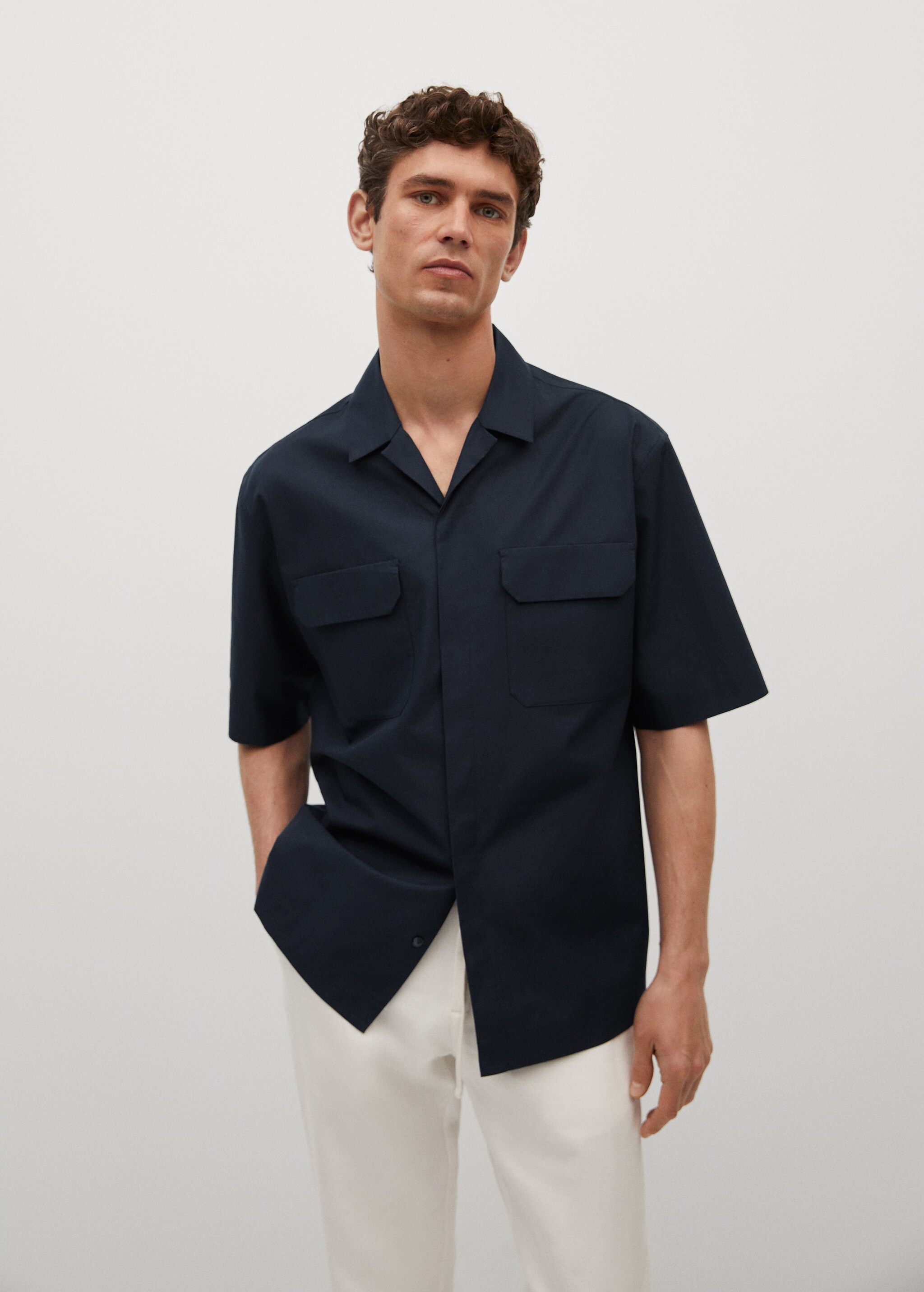 Cotton lyocell shirt with pockets - Medium plane