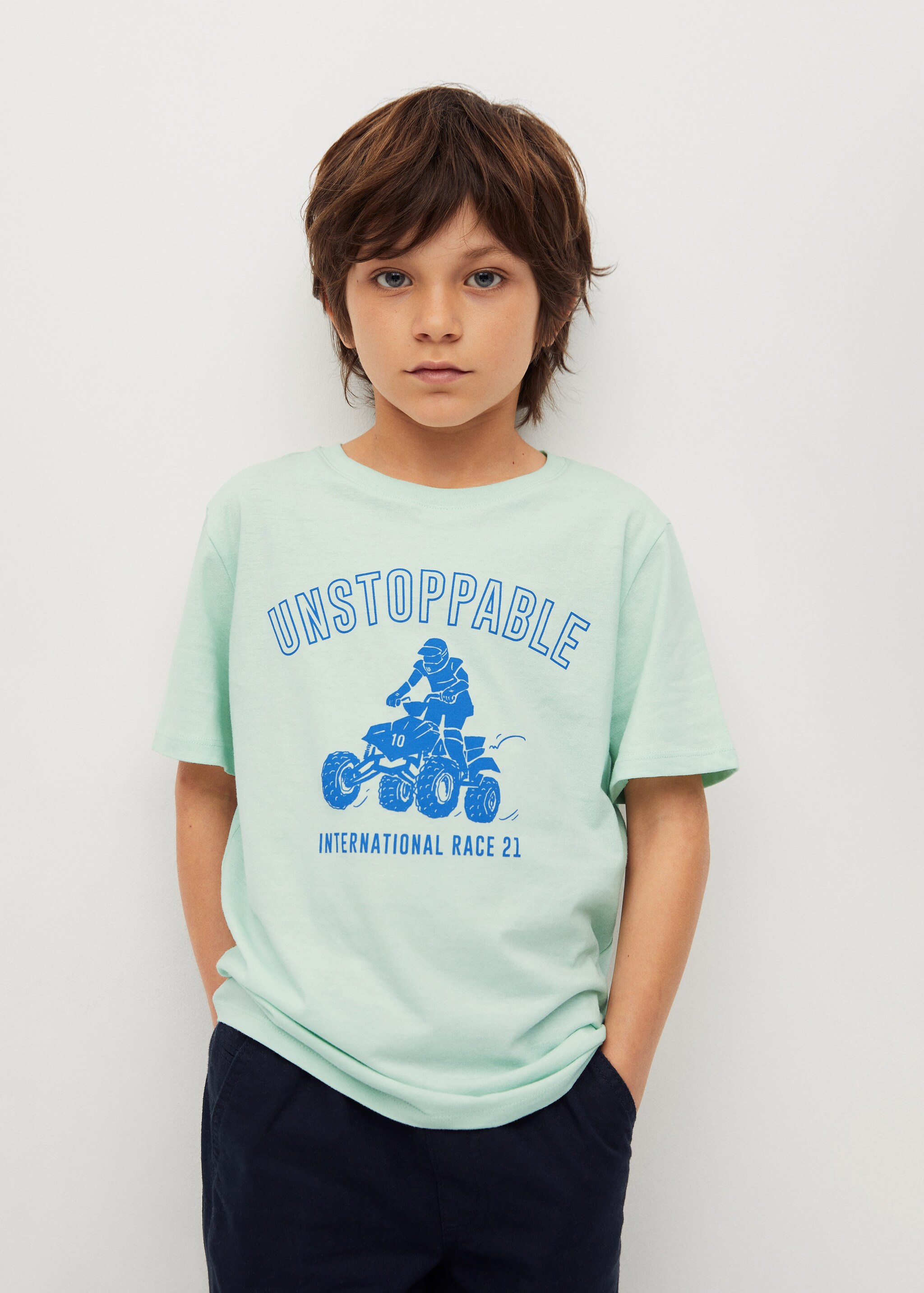 Bedrucktes Baumwoll-T-Shirt - Mittlere Ansicht