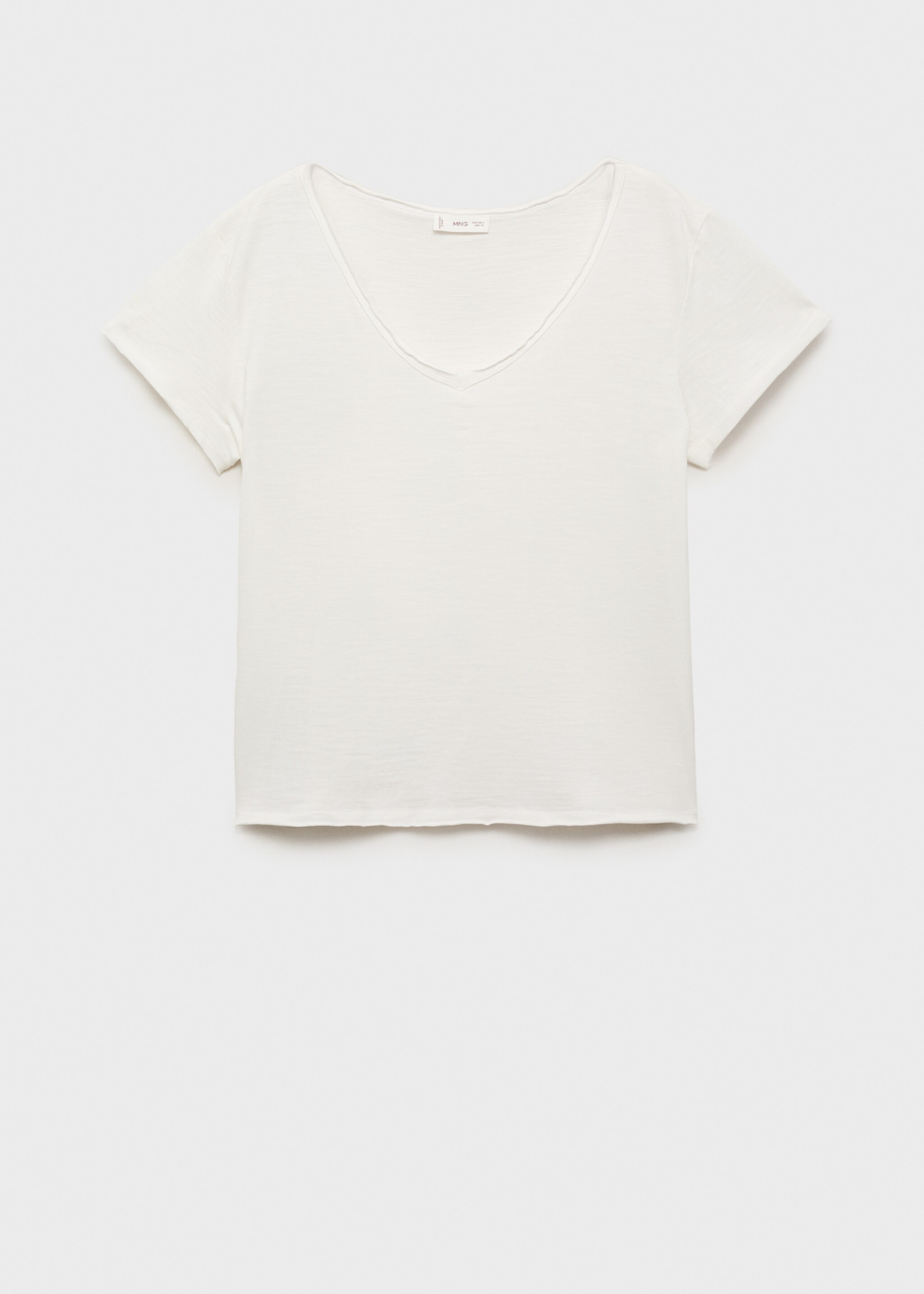 V-neck cotton T-shirt - Article without model, Off White. Ref: 87017686-00.
