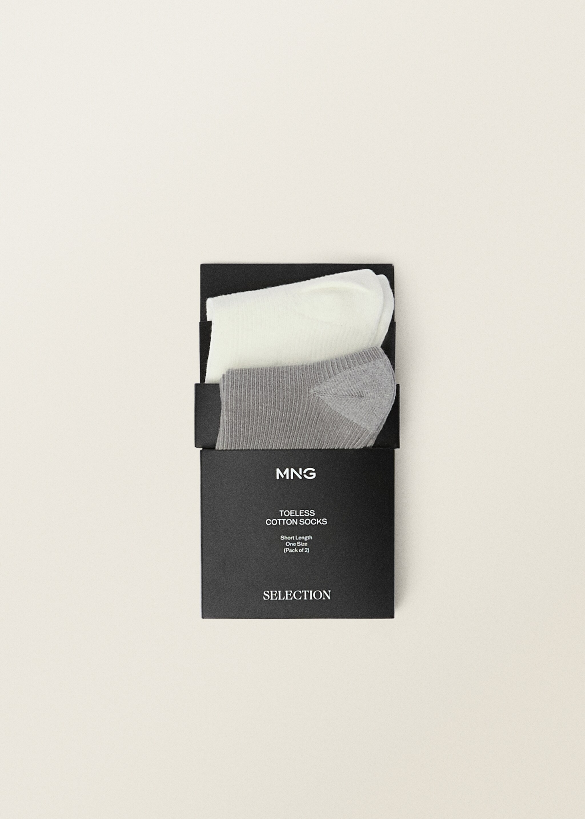 Set of ribbed socks with opening - Details of the article 2, Ecru. Ref: 87017712-00.