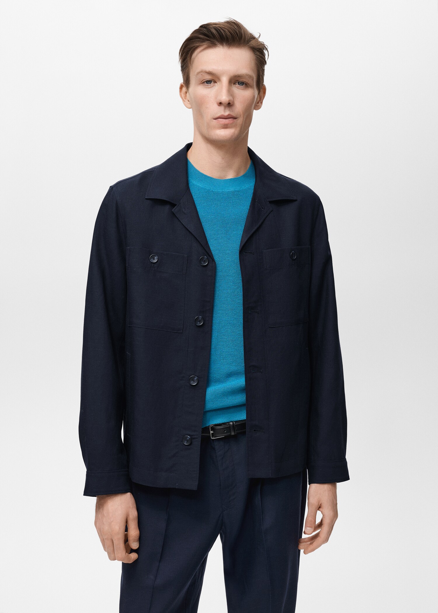 Lyocell linen overshirt with pockets - Medium plane