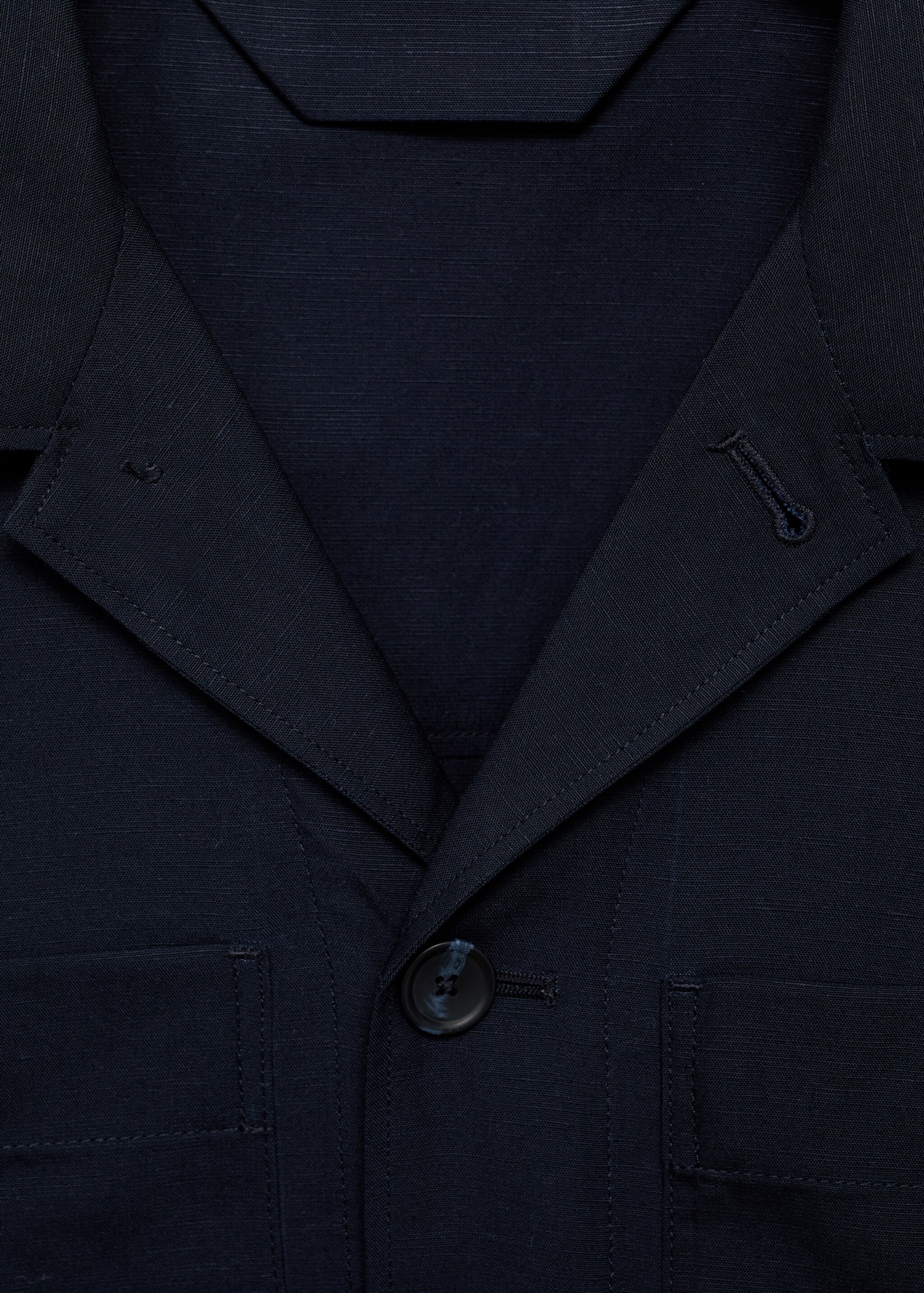 Overshirt aus Lyocell-/Leinengemisch mit Taschen - Detail des Artikels 8, Dunkles Marineblau. Ref: 87017888-00.