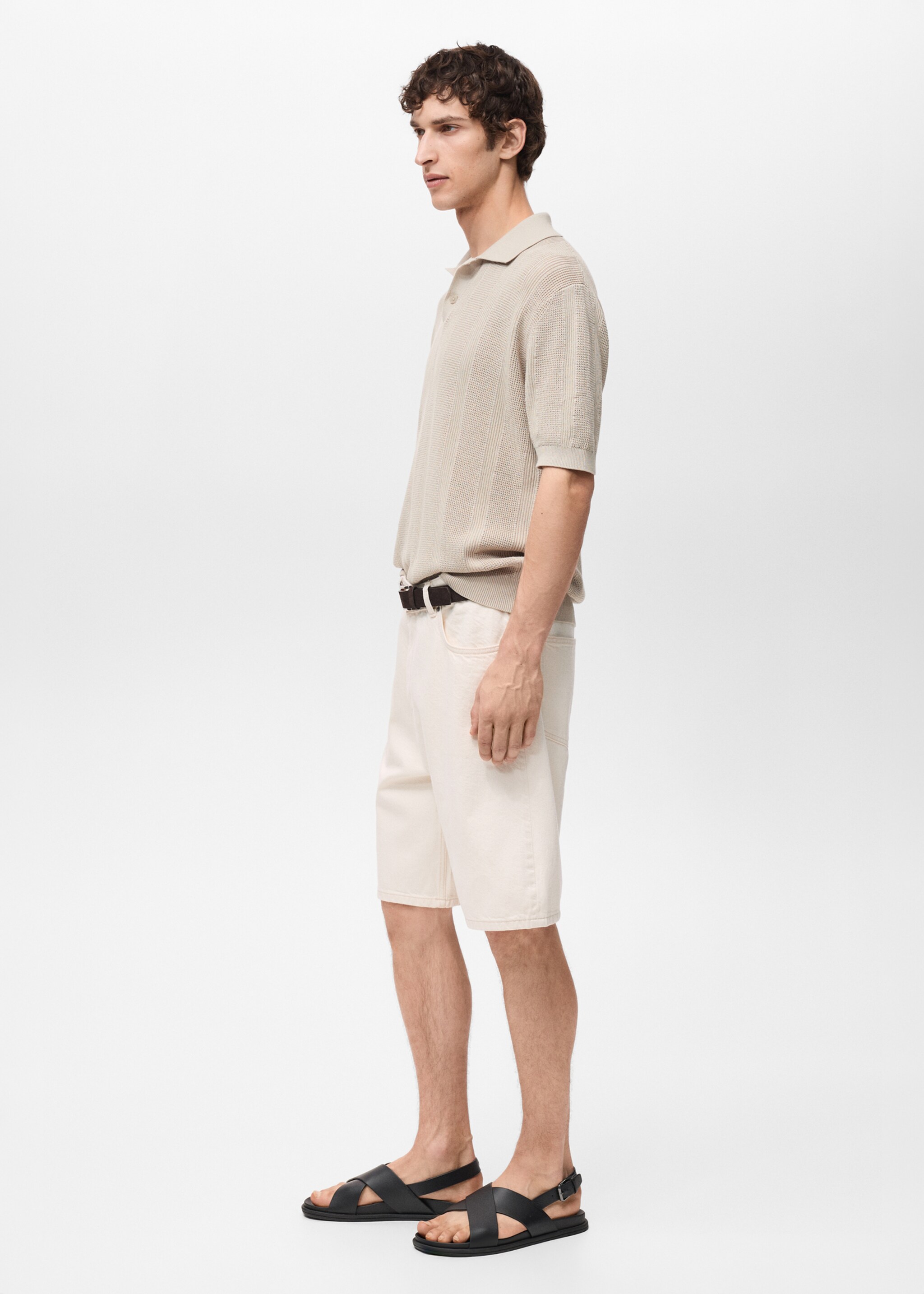 Denim relaxed-fit bermuda shorts - Details of the article 2, Off White. Ref: 87017890-00.