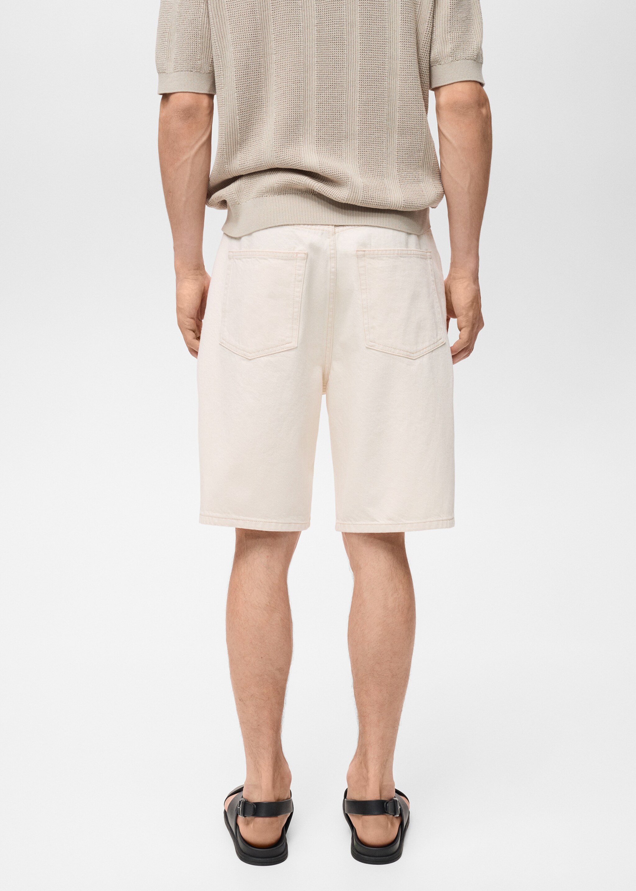 Denim relaxed-fit bermuda shorts - Reverse of the article, Off White. Ref: 87017890-00.