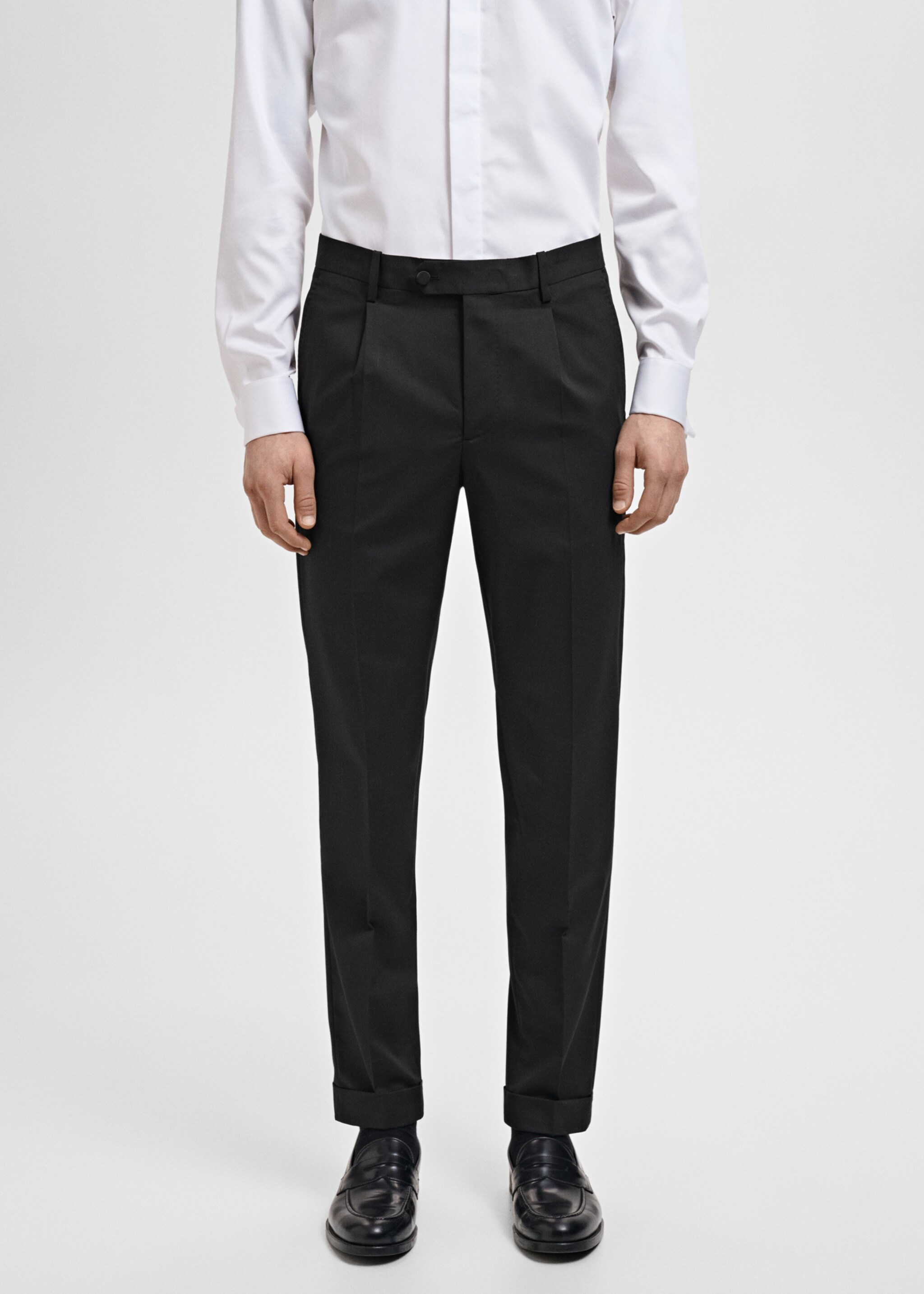 Straight-fit suit trousers - Medium plane, Black. Ref: 87017893-00.